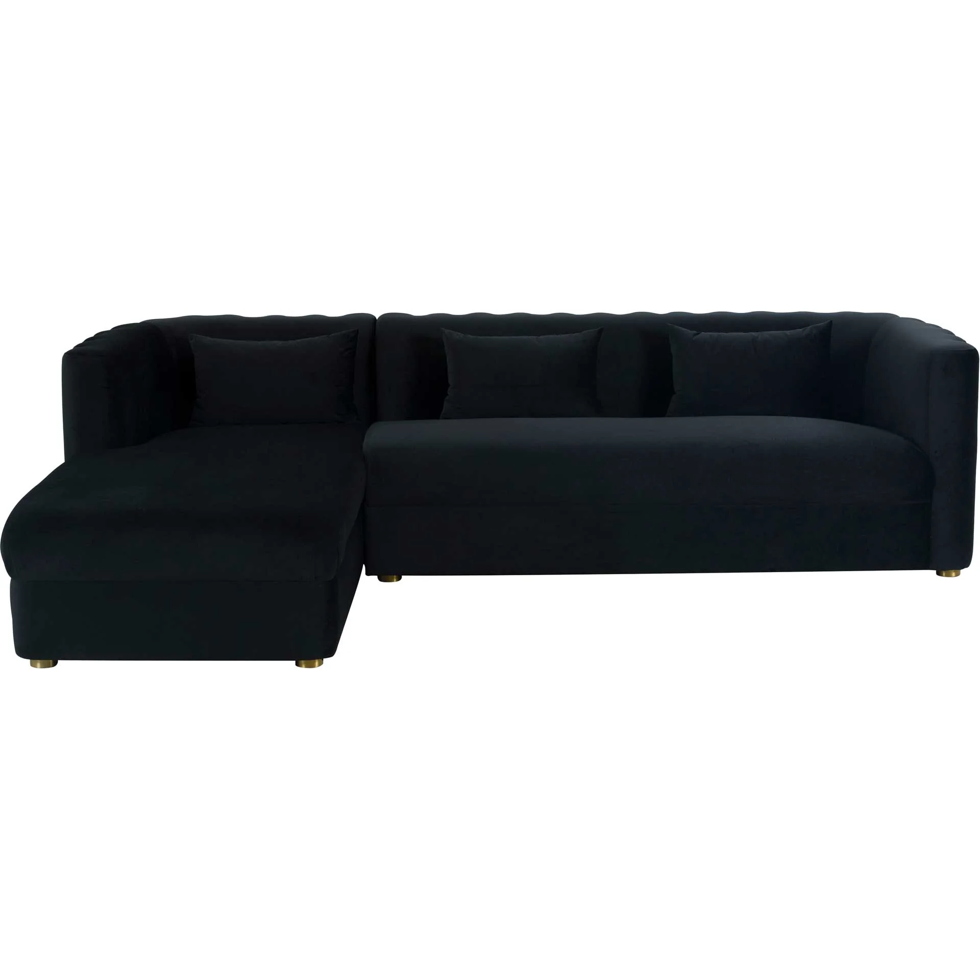 Caitlyn Velvet Sectional Black - Image 2