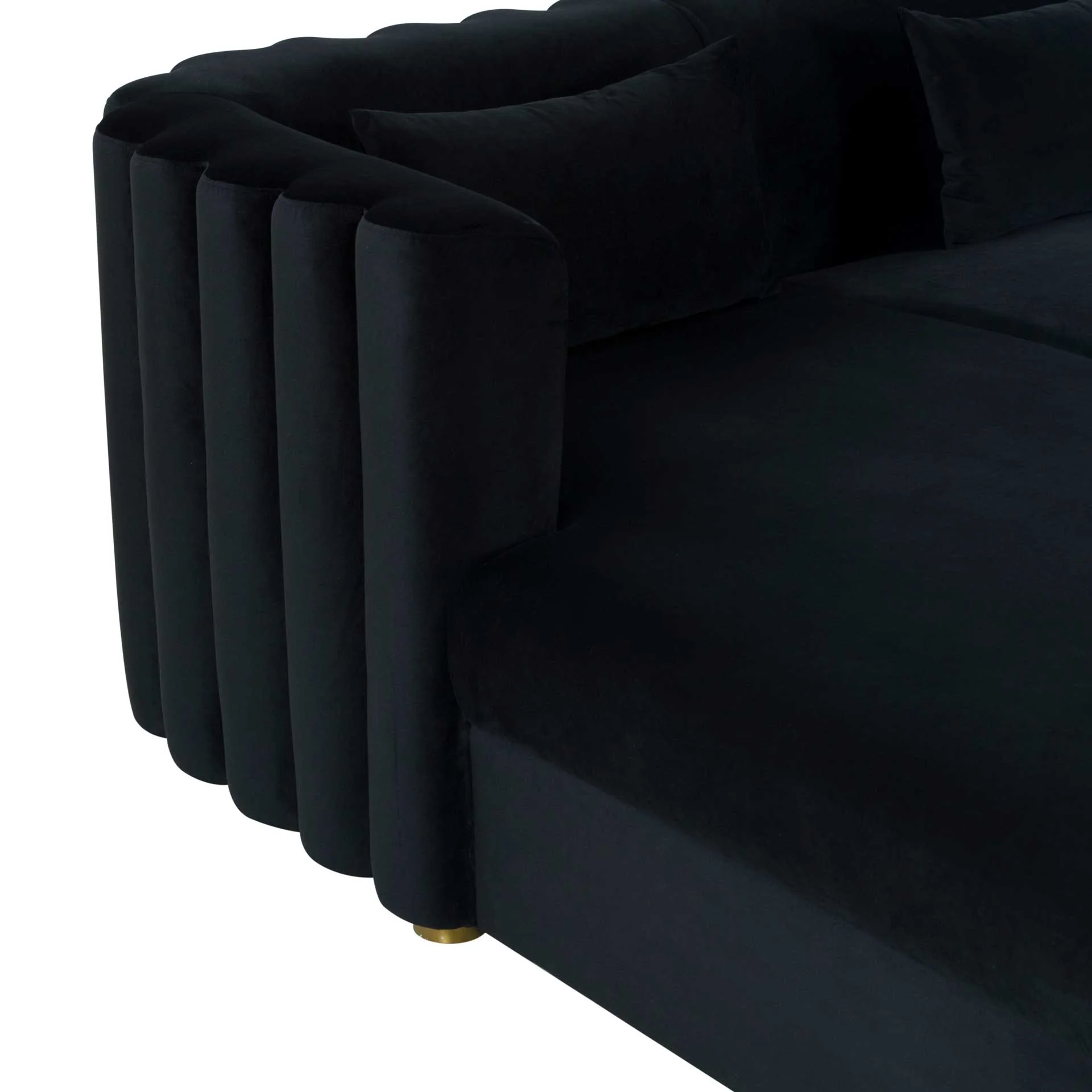 Caitlyn Velvet Sectional Black - Image 4