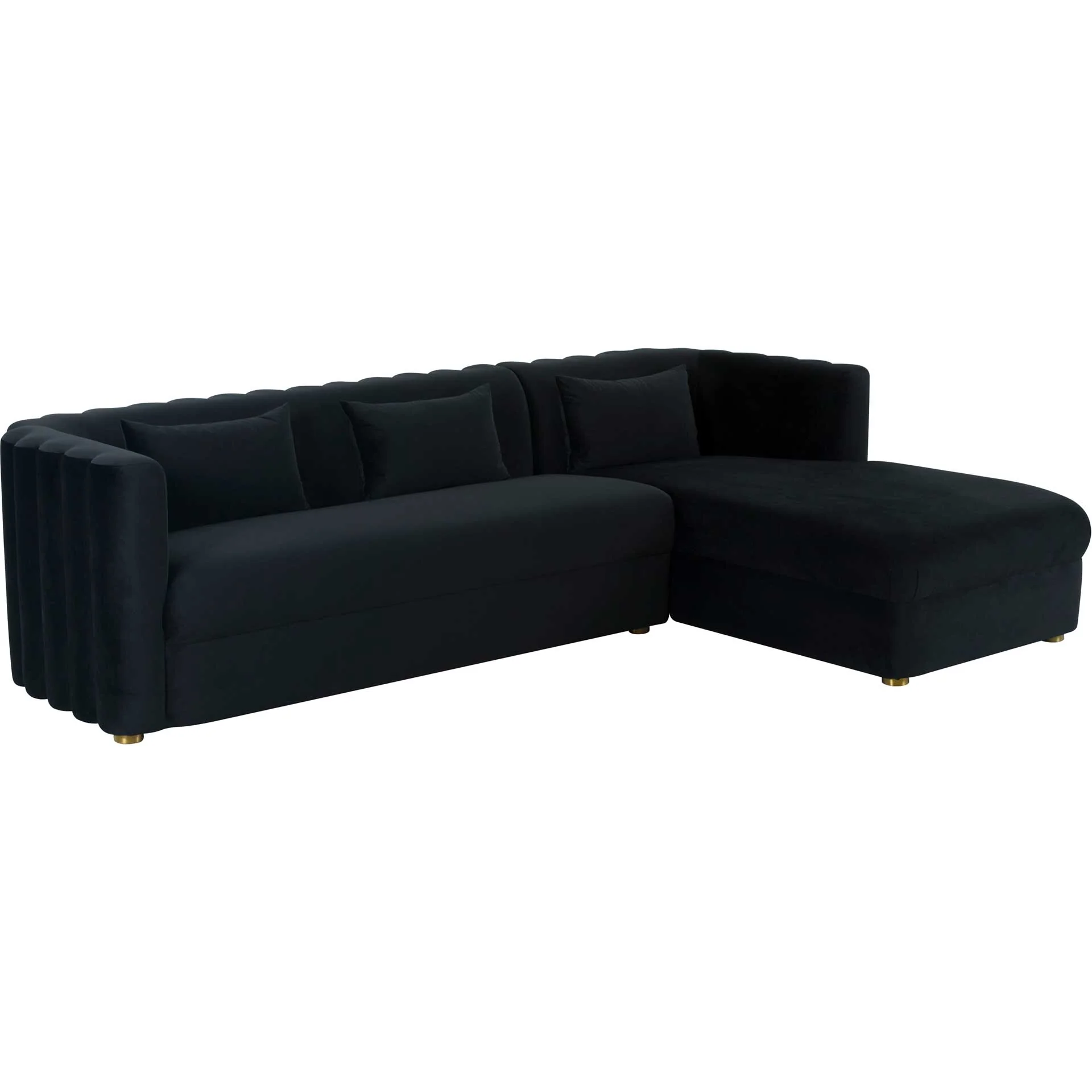 Caitlyn Velvet Sectional Black - Image 6