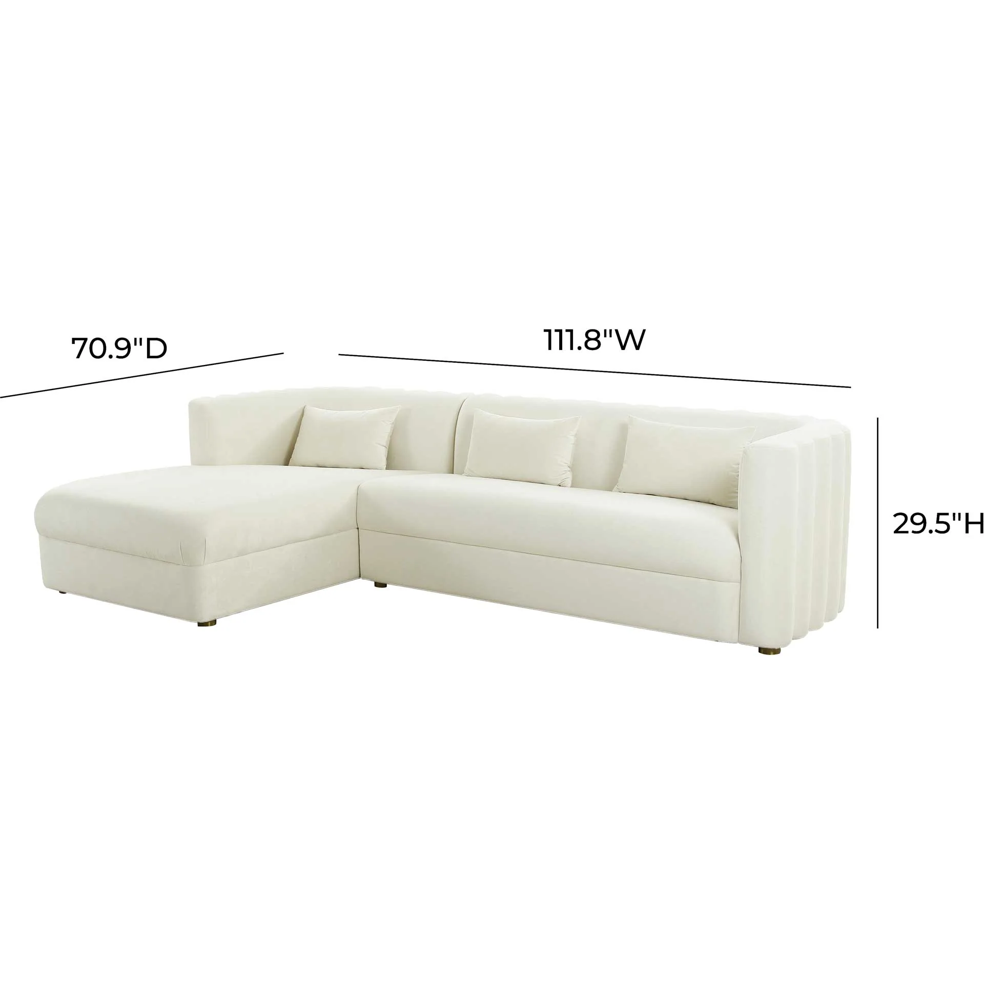 Caitlyn Velvet Sectional Cream - Image 4