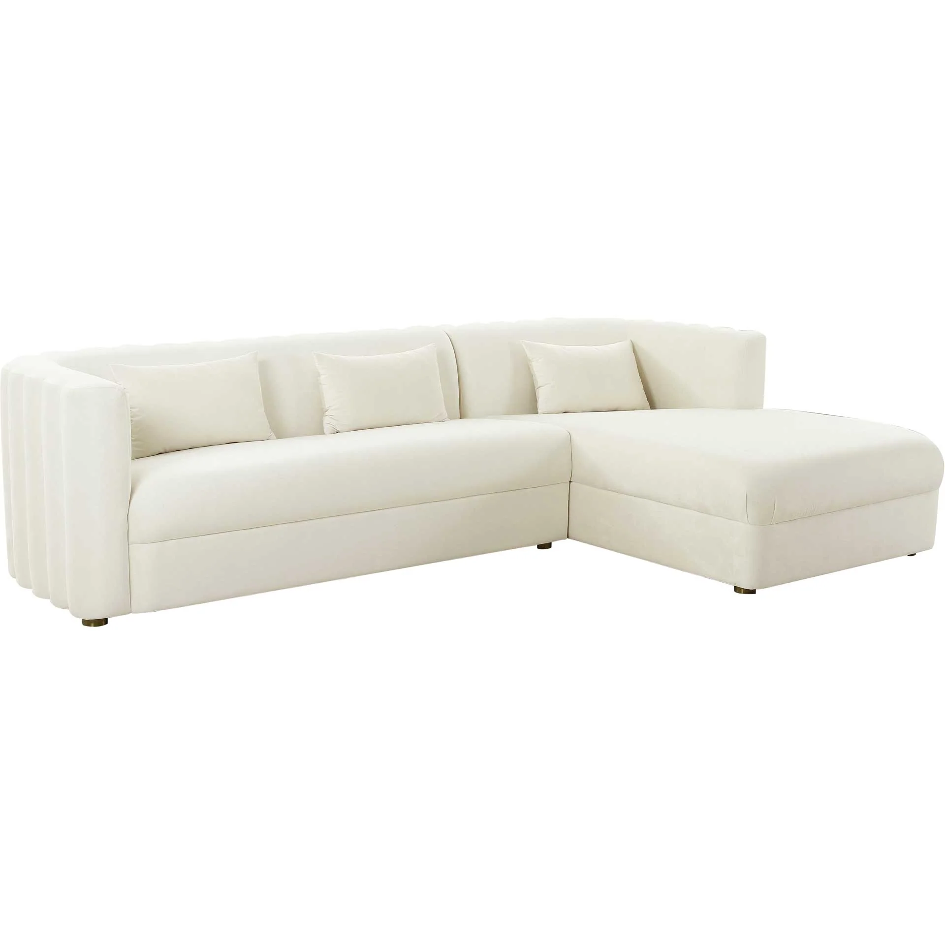 Caitlyn Velvet Sectional Cream - Image 5