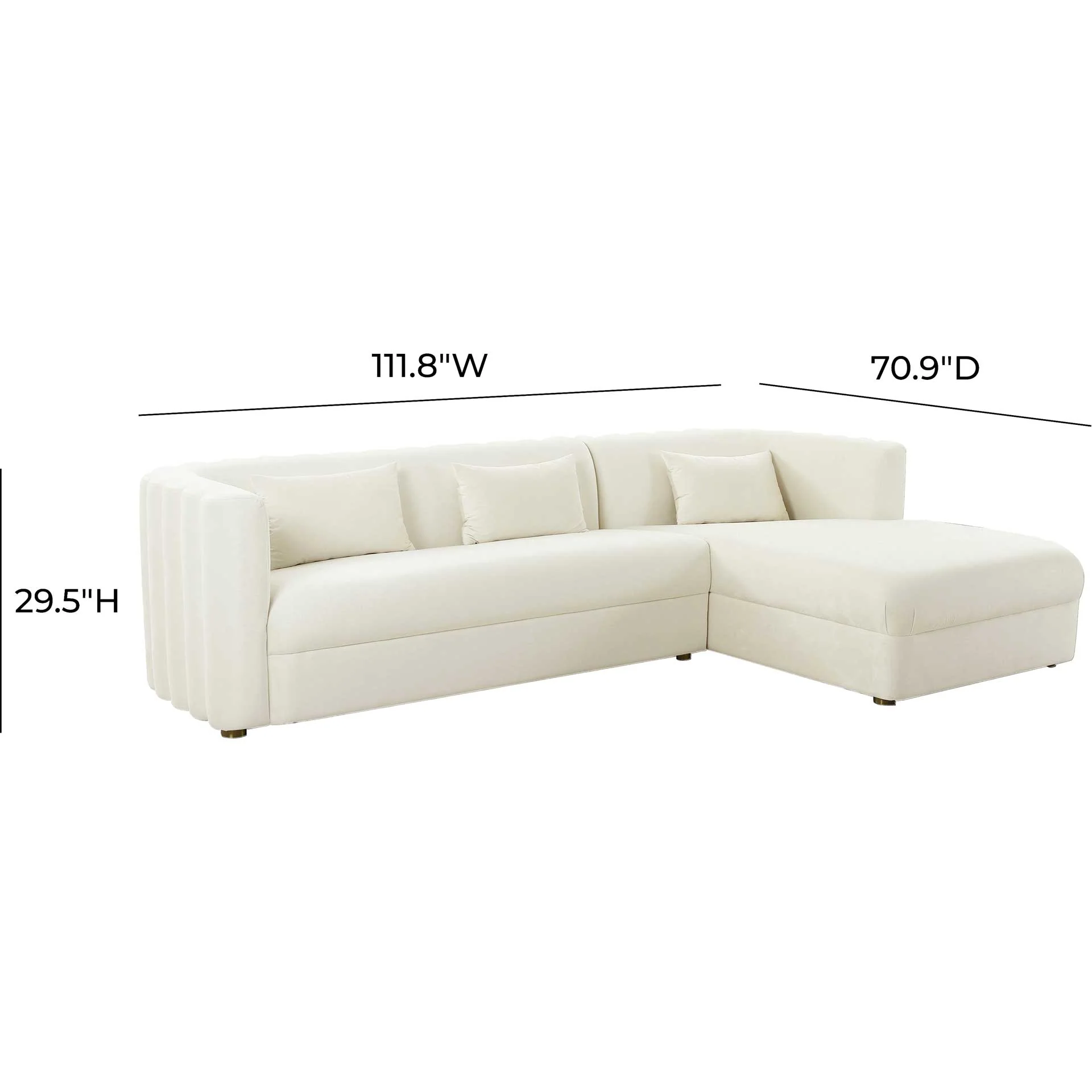 Caitlyn Velvet Sectional Cream - Image 9