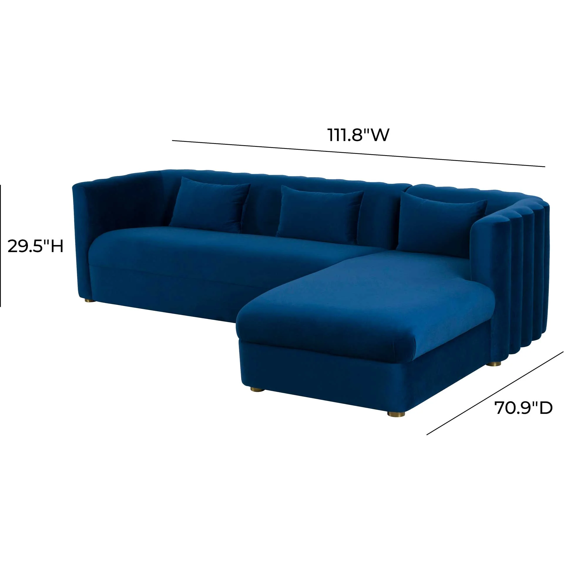 Caitlyn Velvet Sectional Navy - Image 12