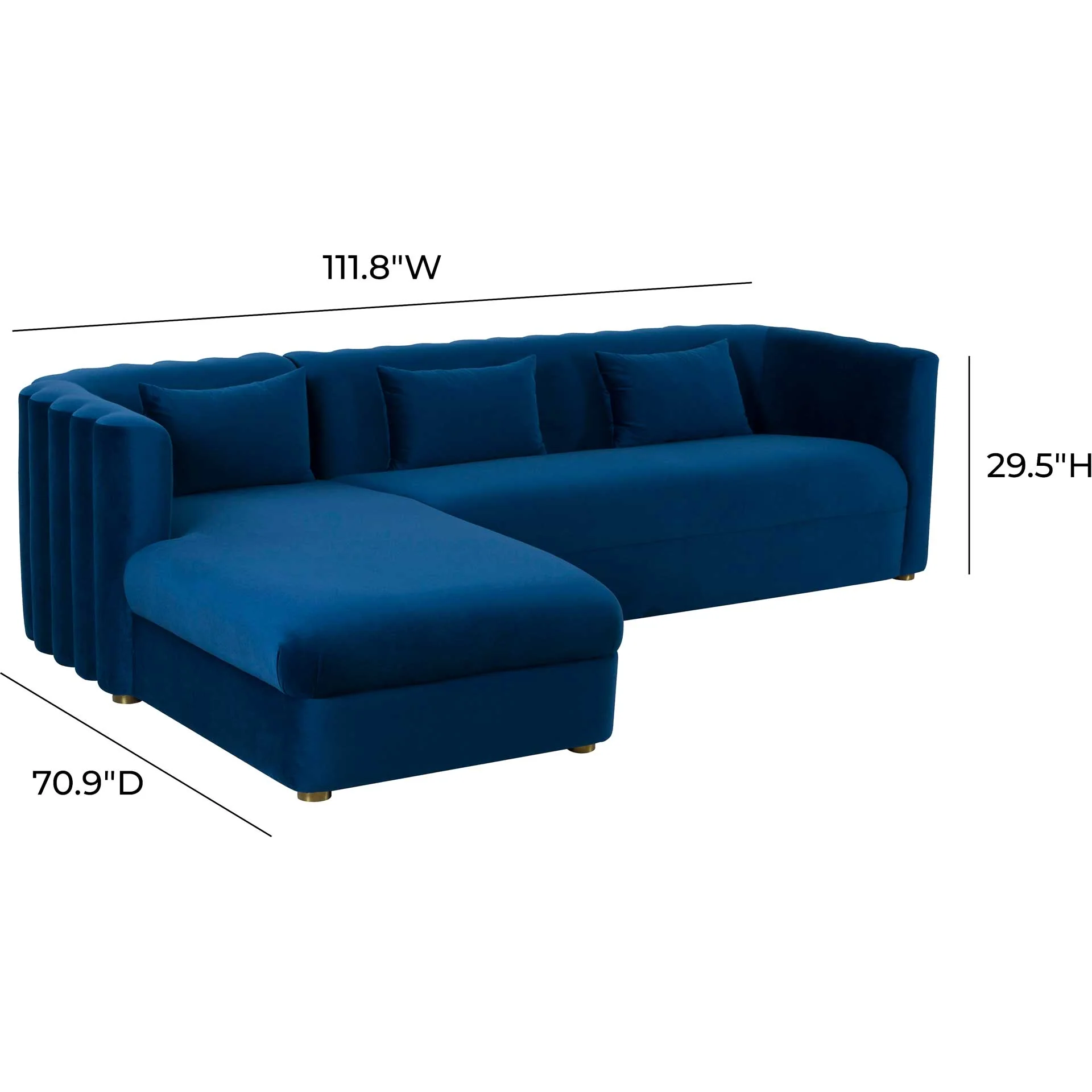 Caitlyn Velvet Sectional Navy - Image 6