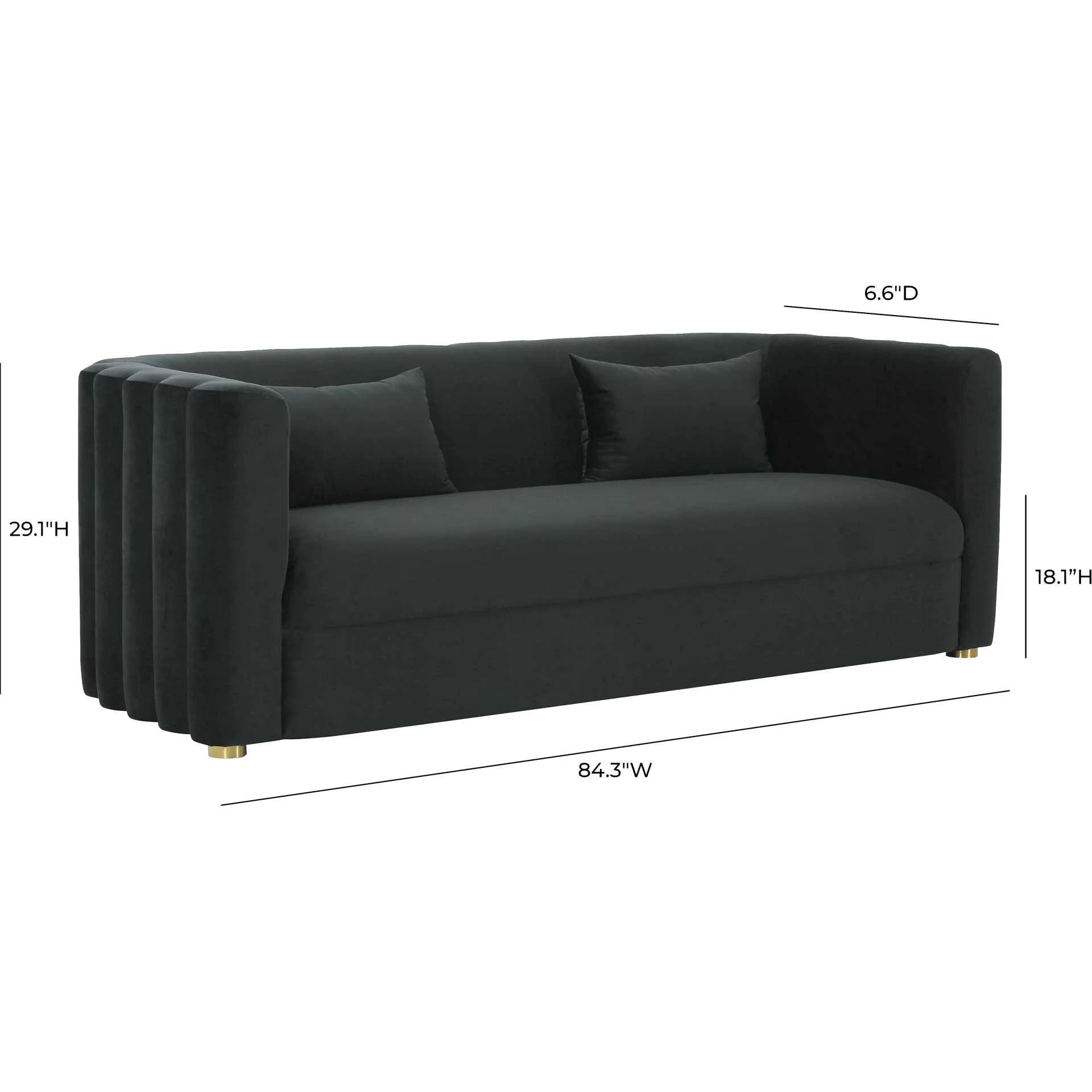 Caitlyn Velvet Sofa Black - Image 5