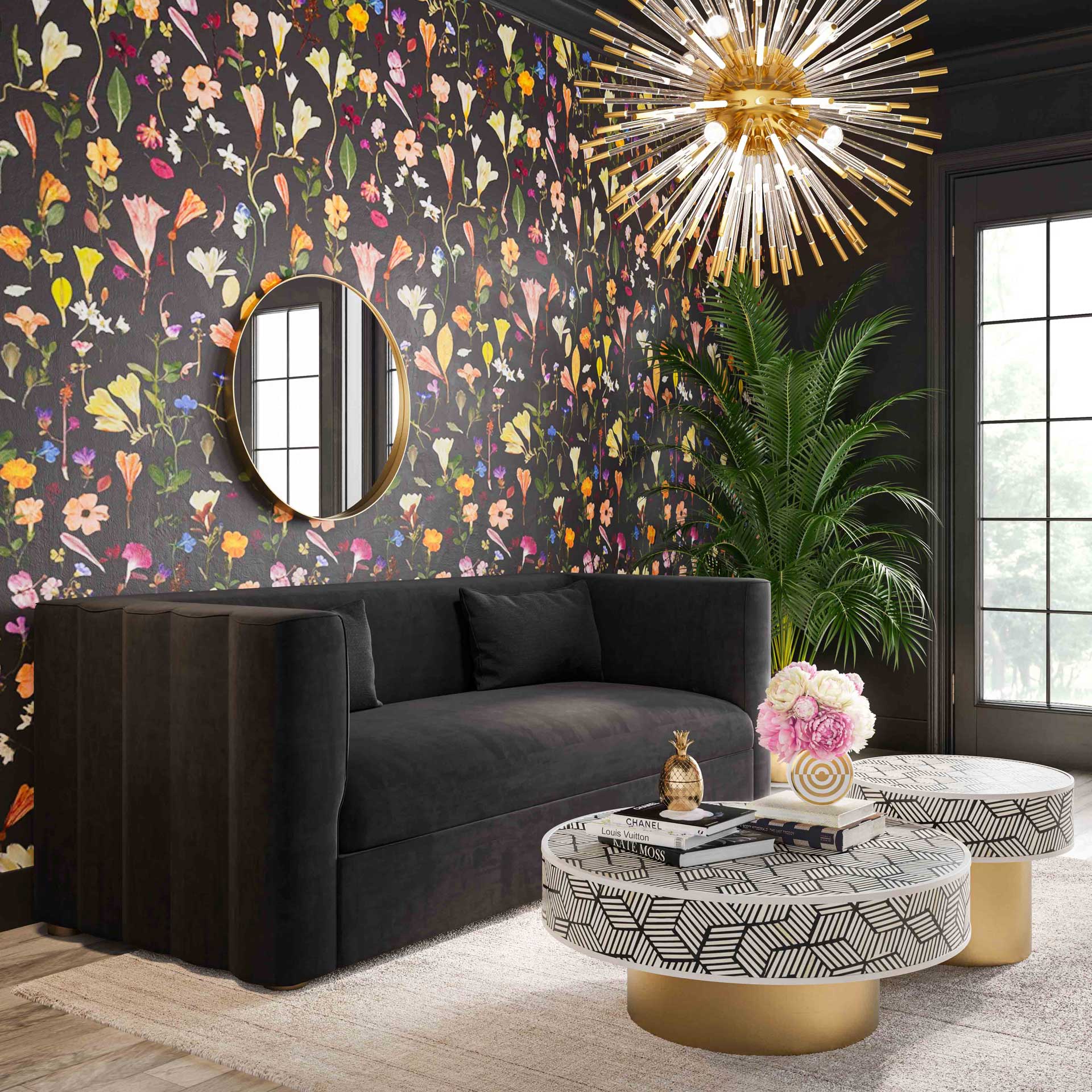 Caitlyn Velvet Sofa Black - Image 6