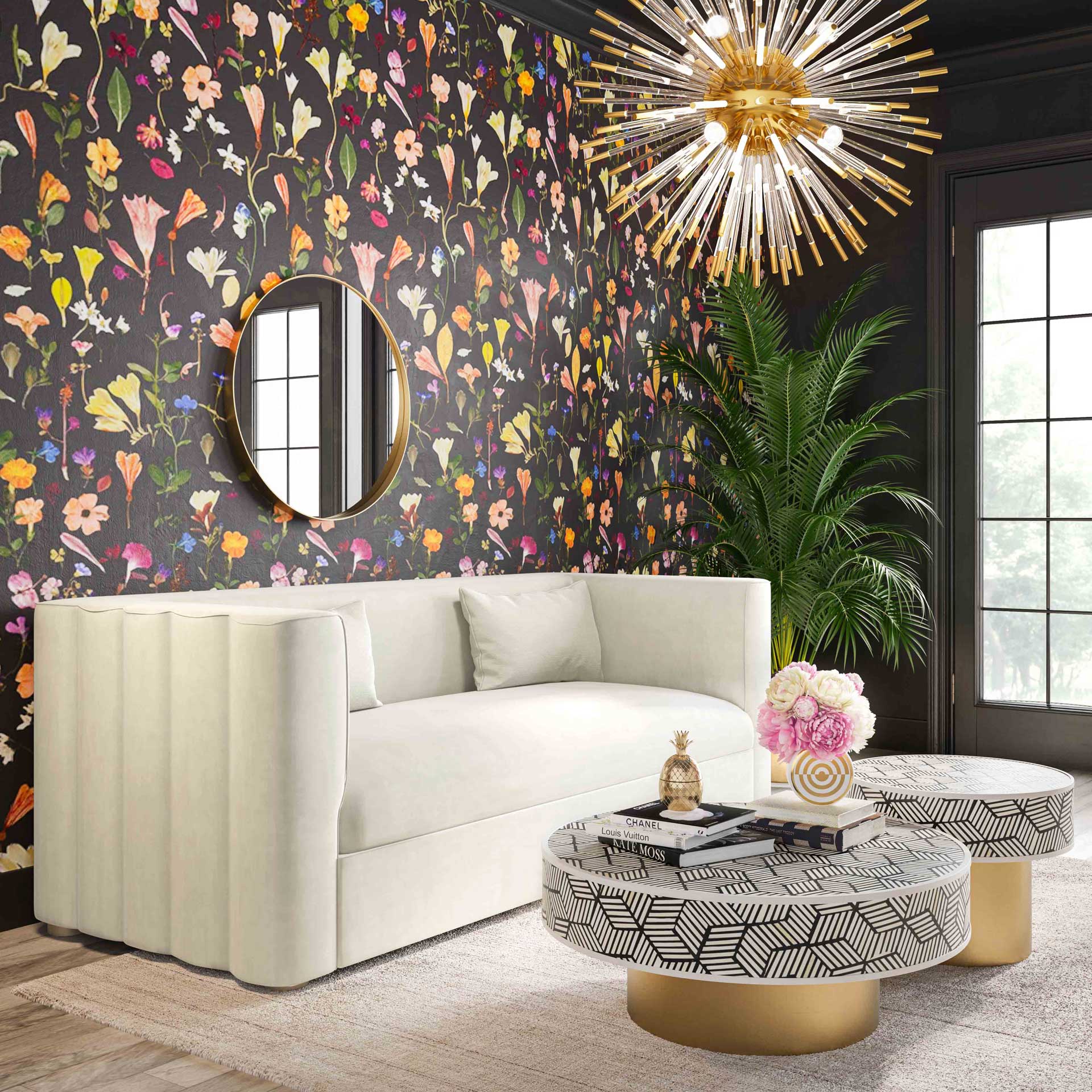 Caitlyn Velvet Sofa Cream - Image 6