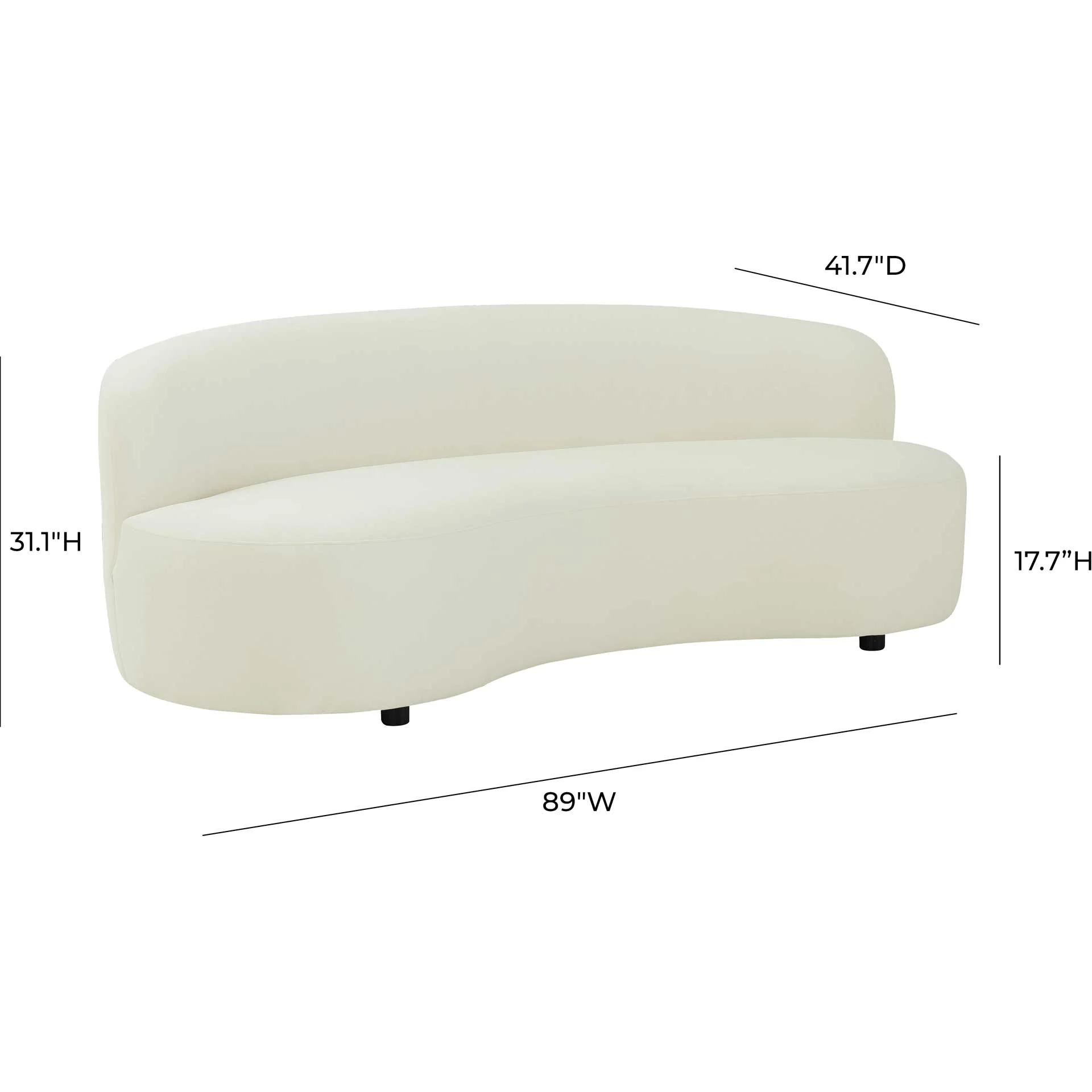 Caitria Velvet Sofa Cream - Image 5
