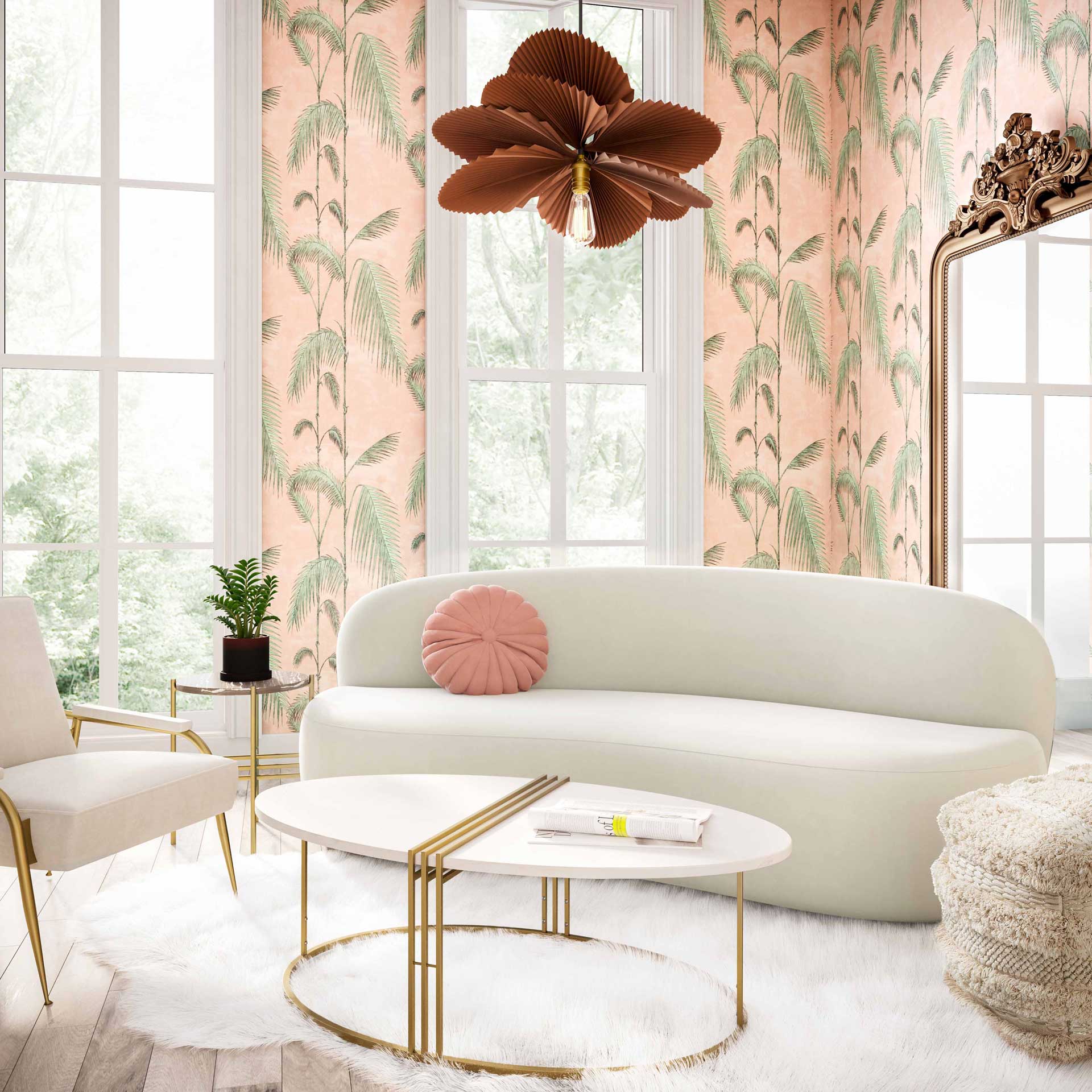 Caitria Velvet Sofa Cream - Image 6