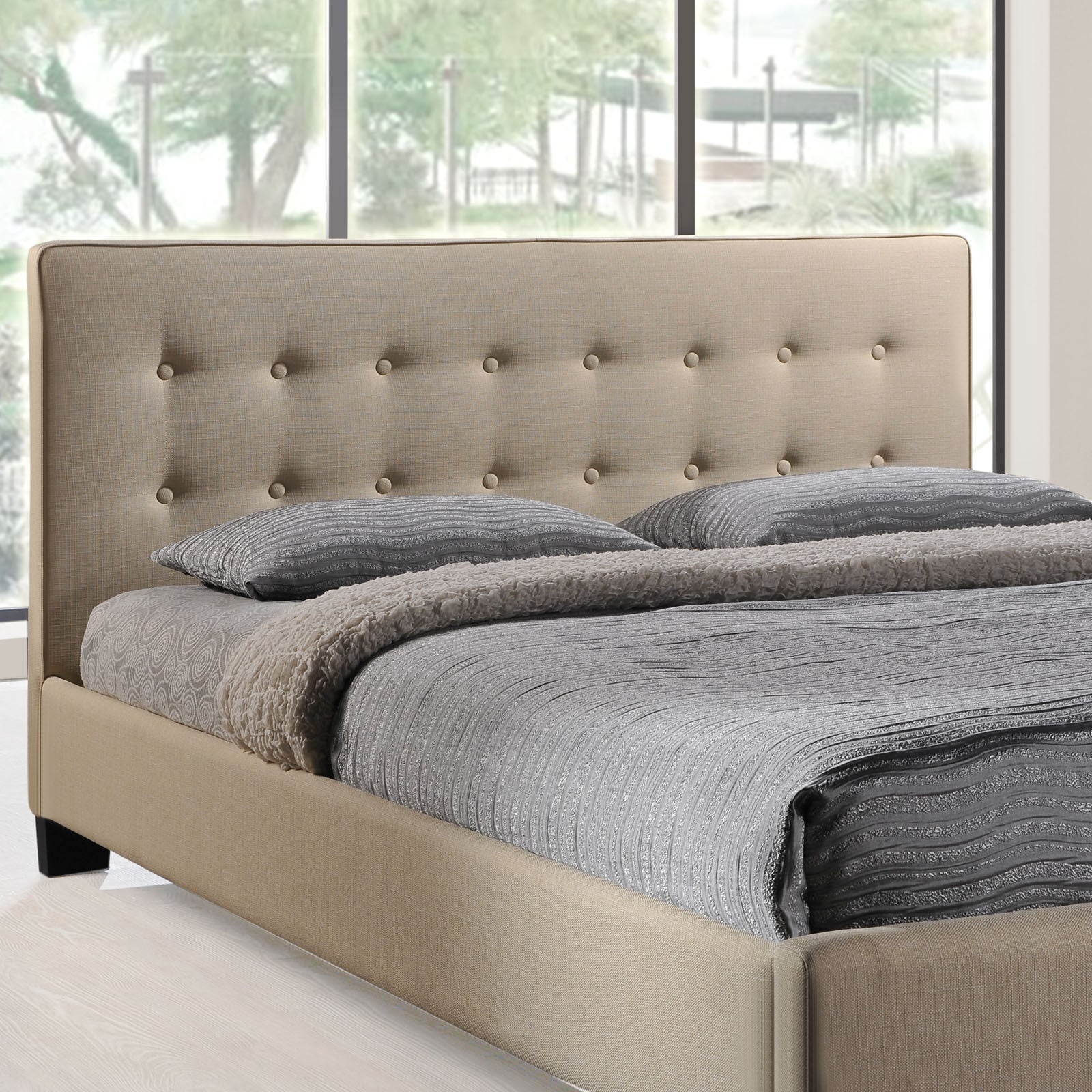 Calera Queen Fabric Bed Beige - Image 3