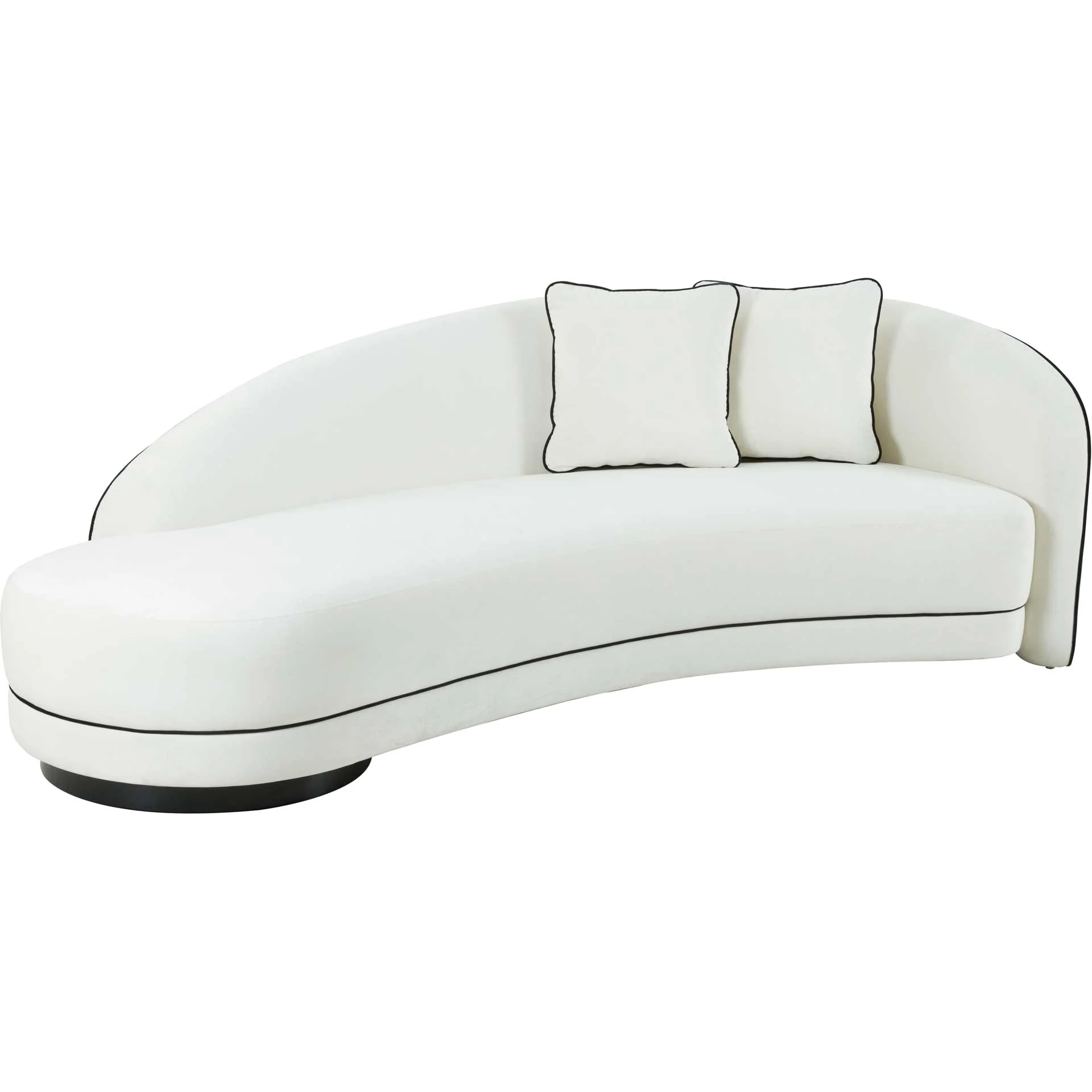 Calibrate Velvet Sofa Black/Cream - Image 3