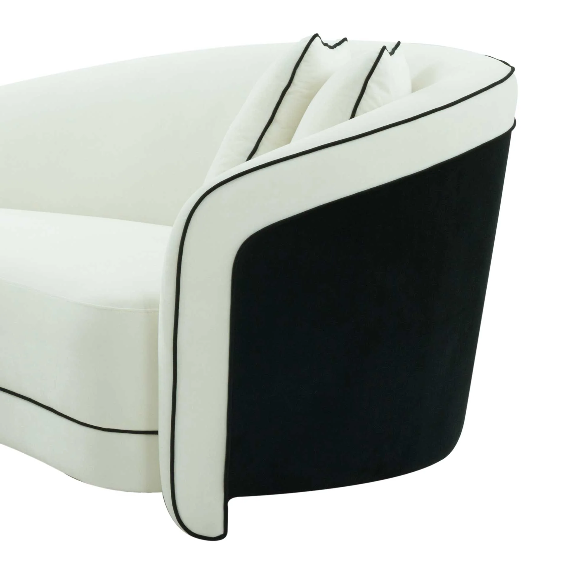 Calibrate Velvet Sofa Black/Cream - Image 5