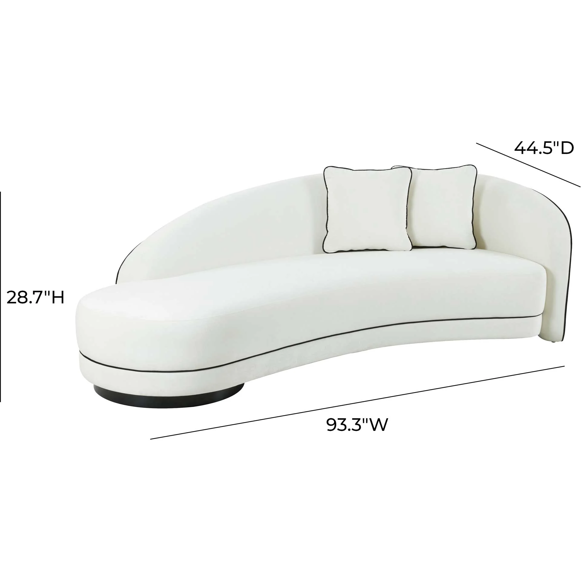 Calibrate Velvet Sofa Black/Cream - Image 8