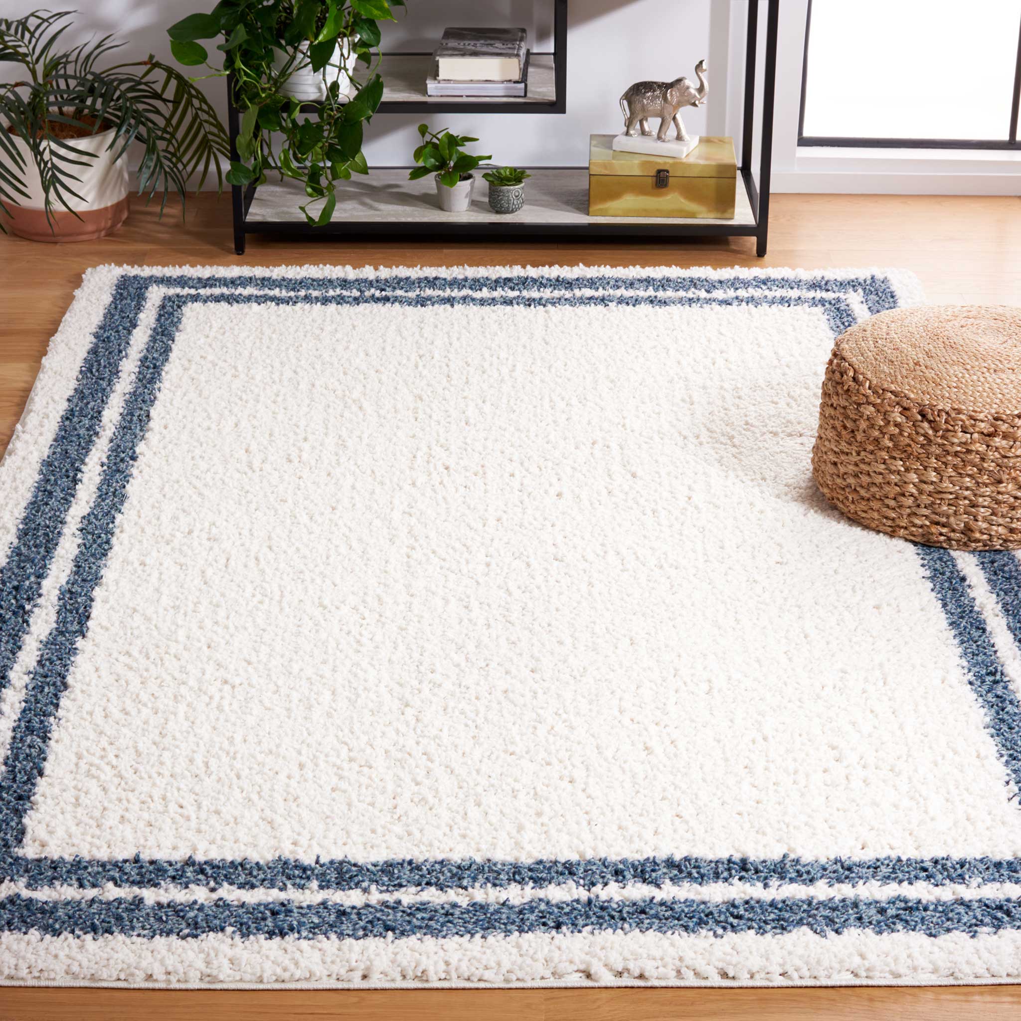 Calico Shag 100 Area Rug Ivory/Blue - Image 6