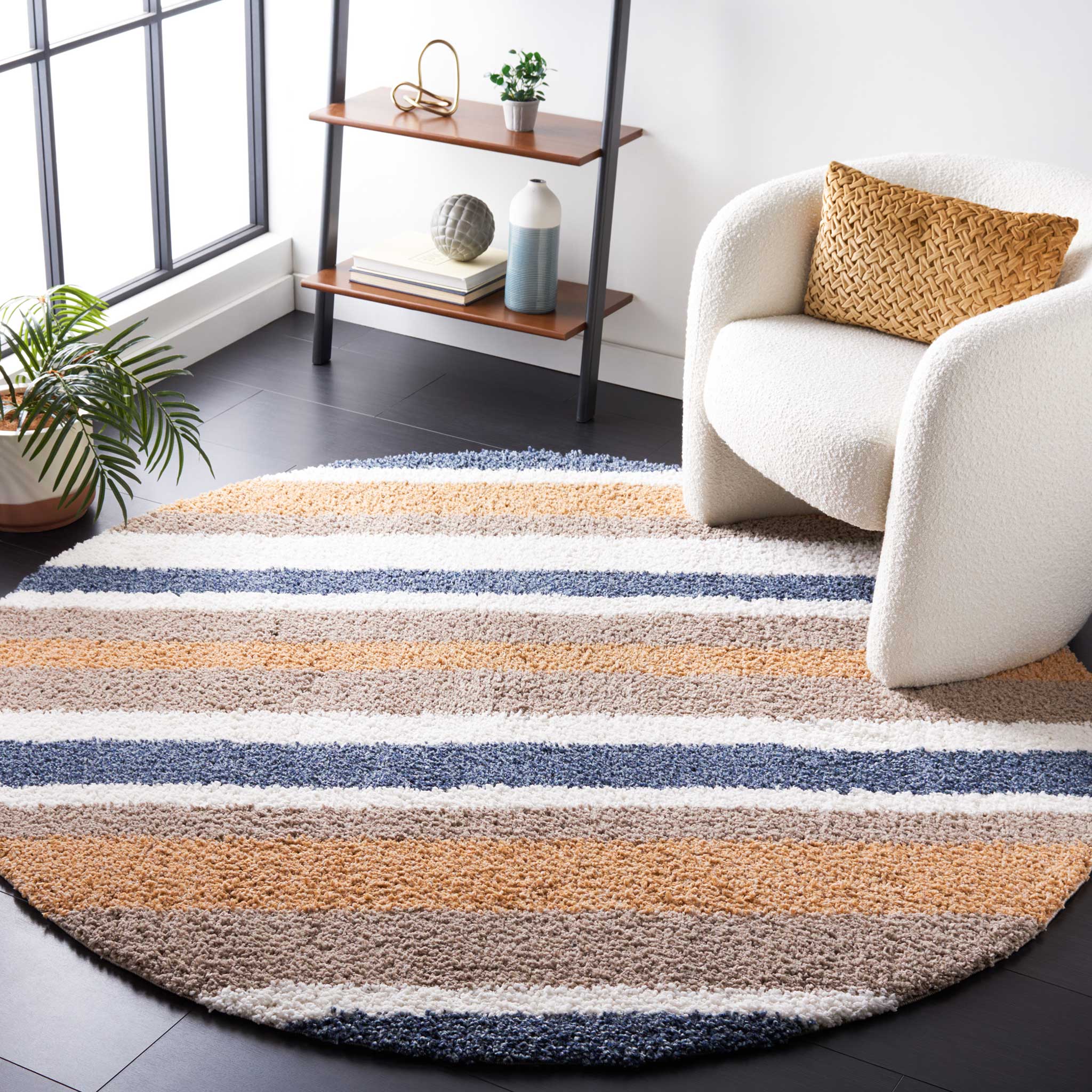 Calico Shag 104 Round Rug Taupe/Ivory - Image 3