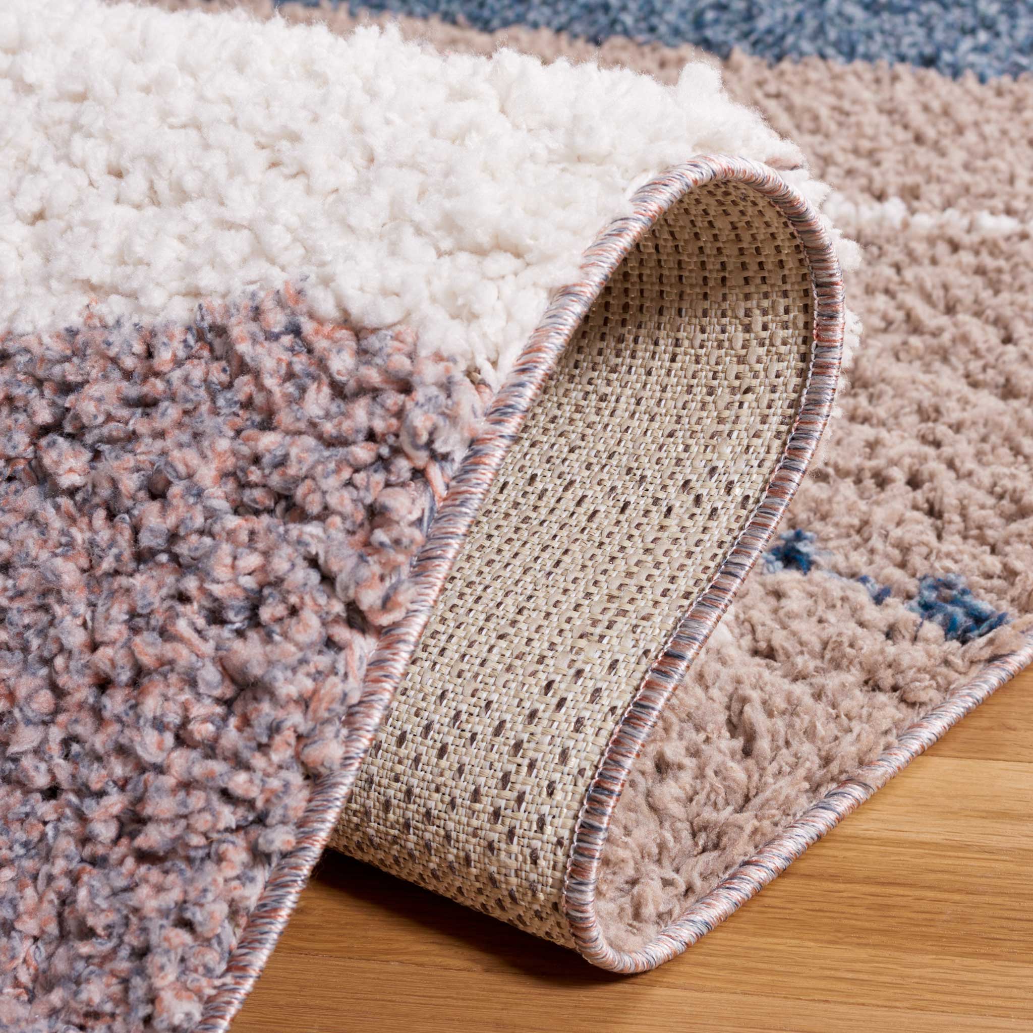 Calico Shag 108 Area Rug Taupe/Blue - Image 3