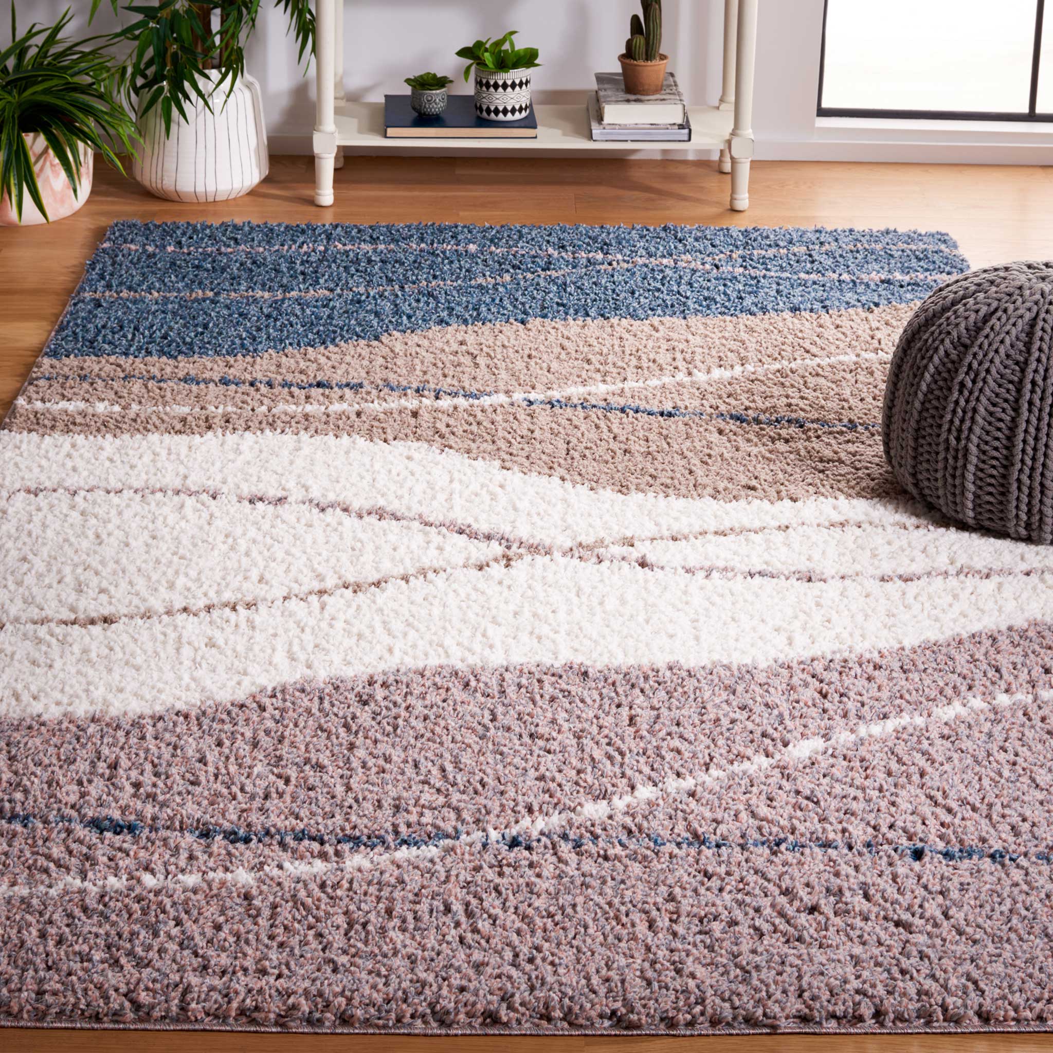 Calico Shag 108 Area Rug Taupe/Blue - Image 6