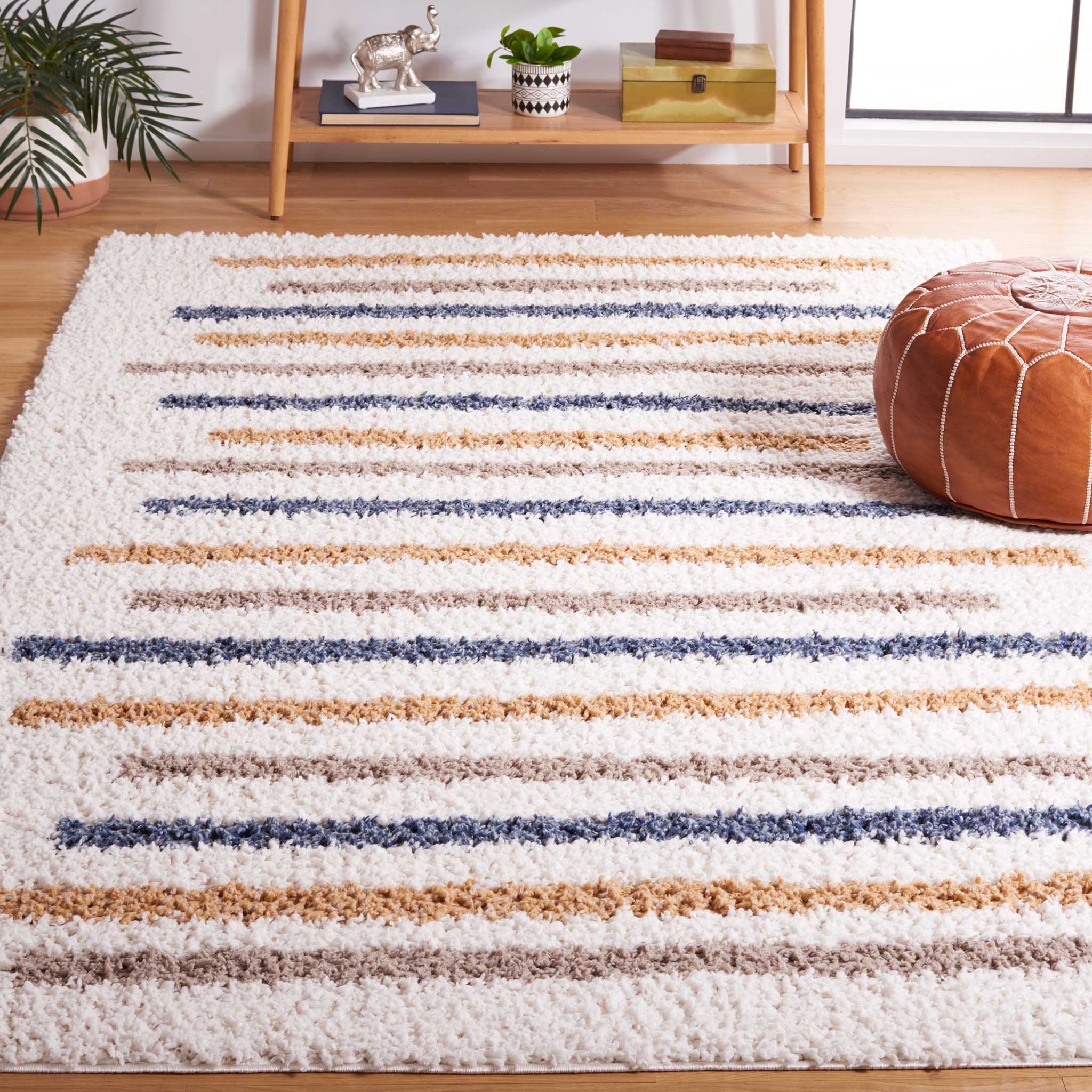 Calico Shag 110 Area Rug Ivory/Gold - Image 6
