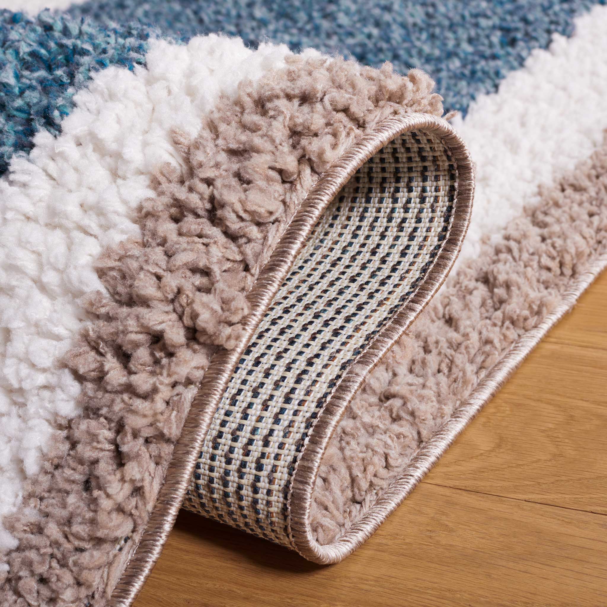 Calico Shag 114 Area Rug Ivory/Blue - Image 3