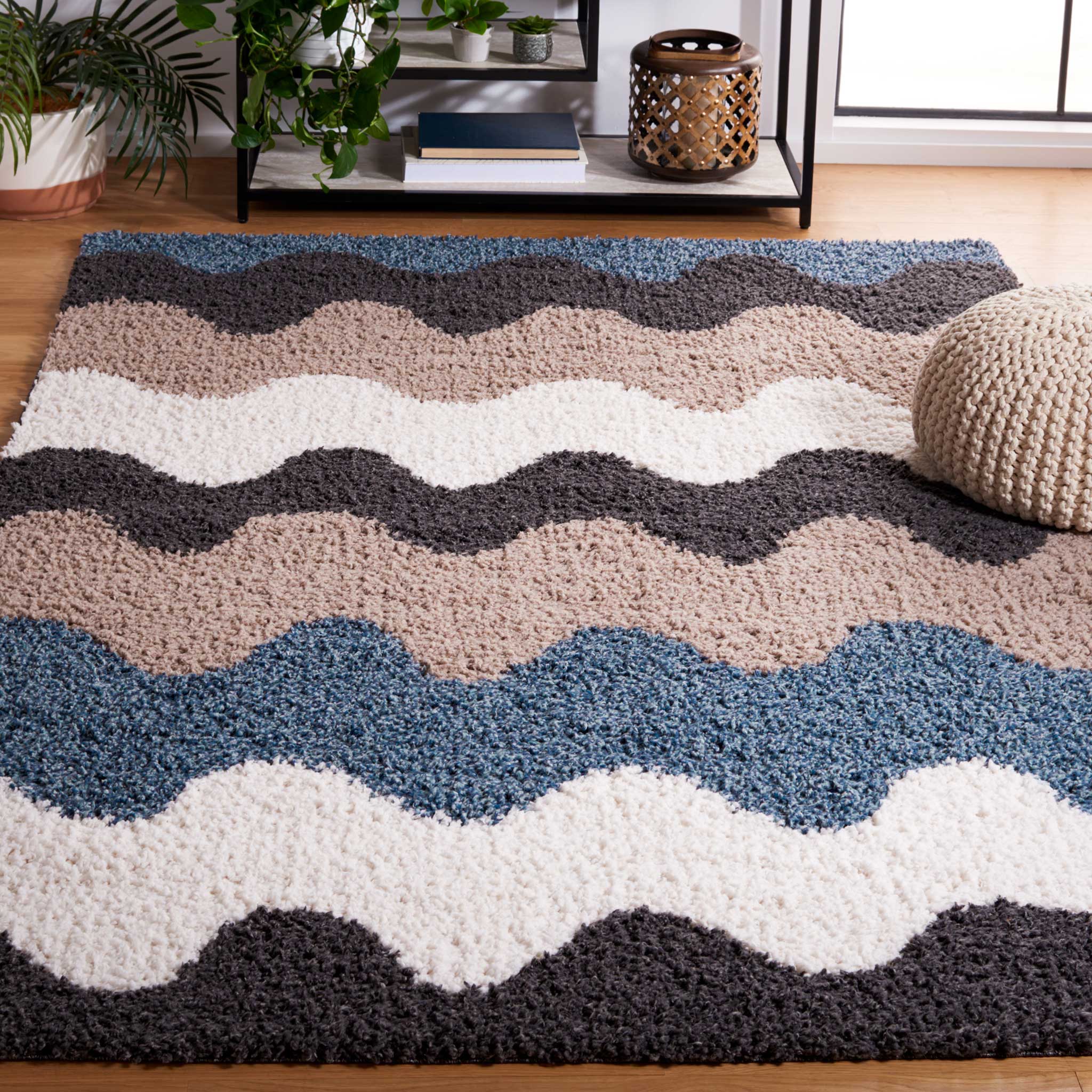 Calico Shag 116 Area Rug Black/Taupe - Image 6