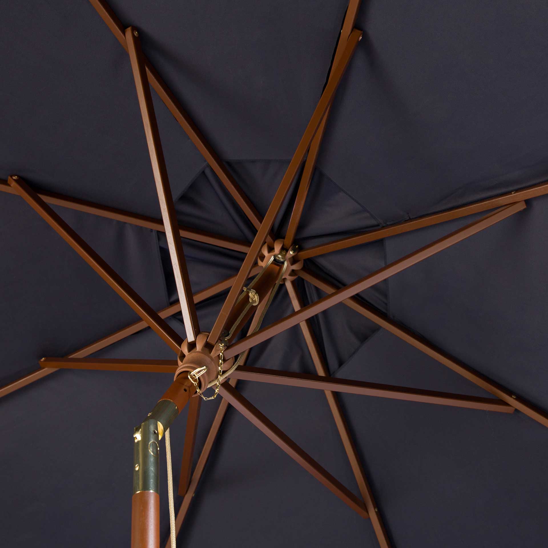 Calico Wooden Outdoor Umbrella Navy - Image 3