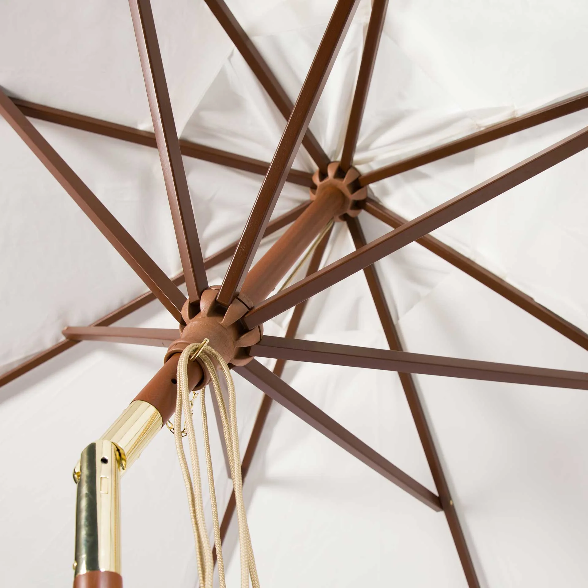 Calico Wooden Outdoor Umbrella White - Image 3