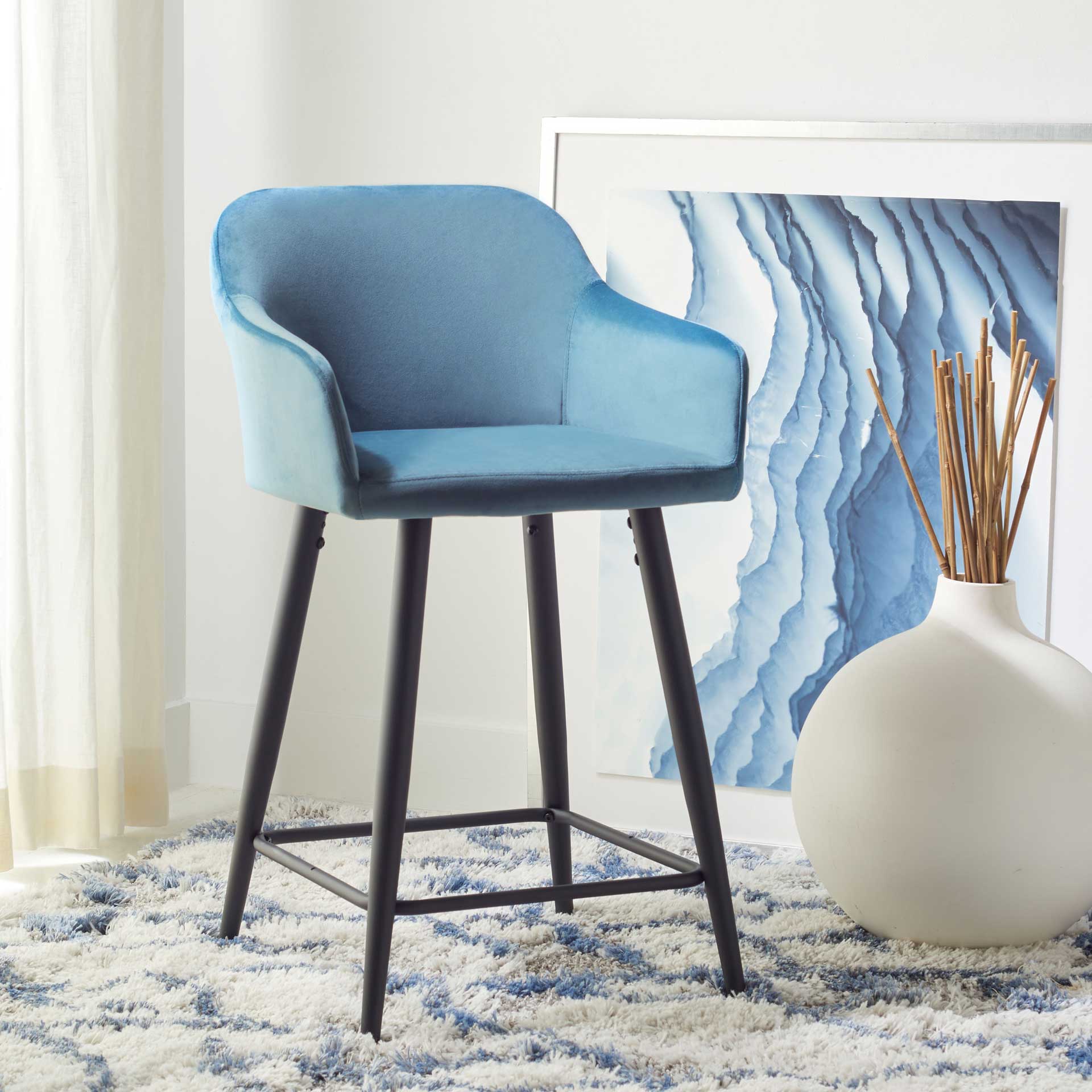 Calix Counter Stool Denim Blue/Black - Image 4