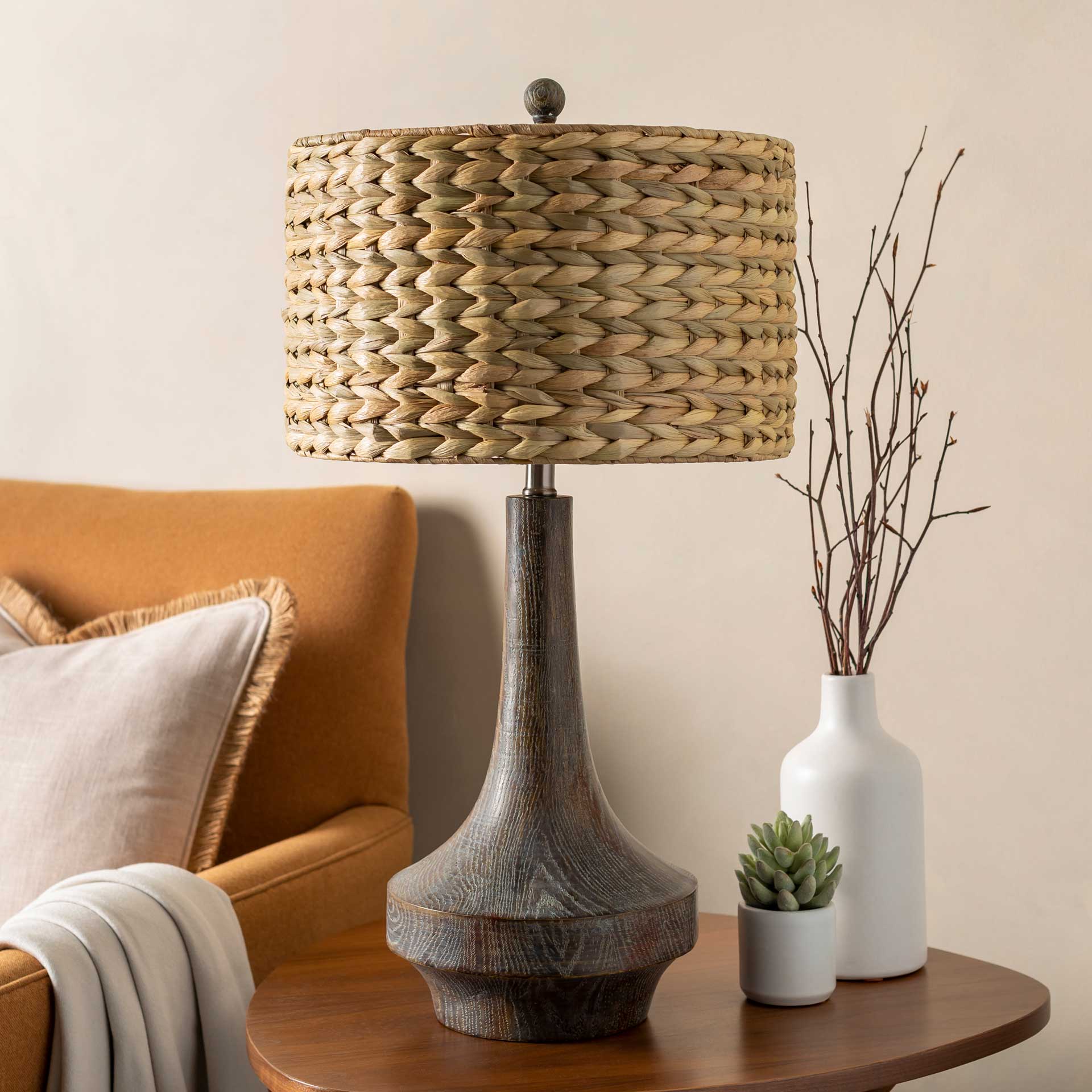 Callum Table Lamp Camel/Slate Gray/Natural - Image 6
