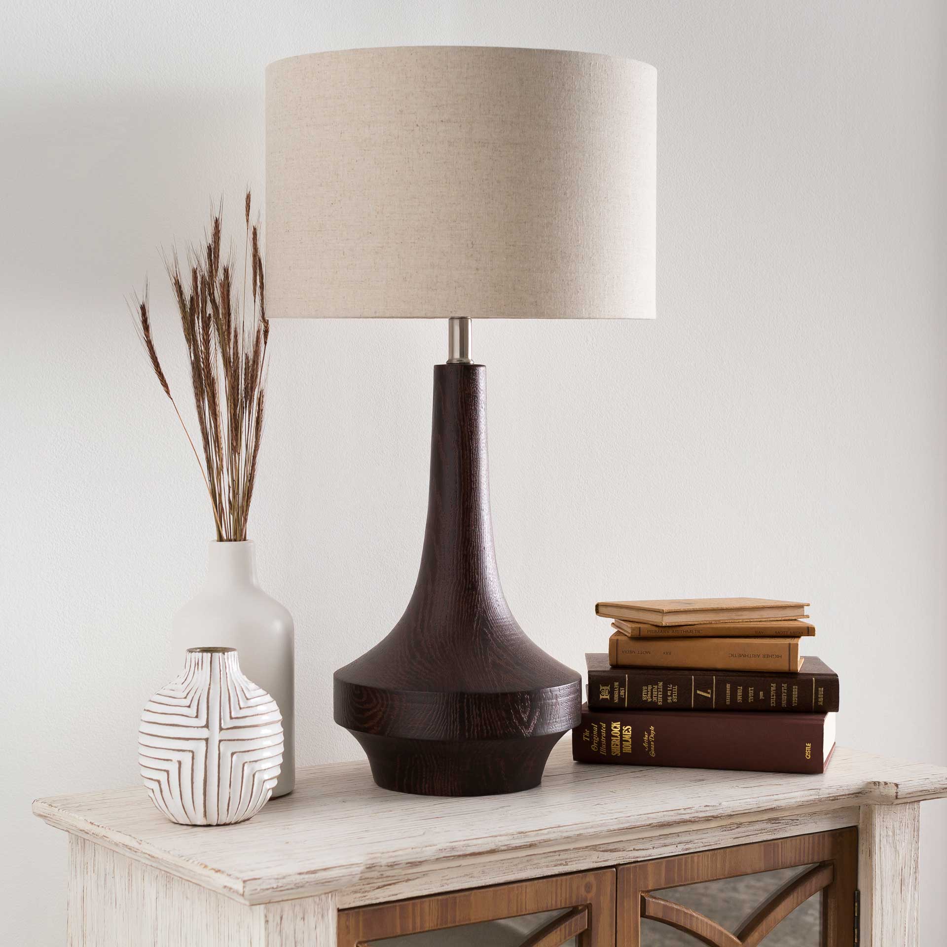 Callum Table Lamp Ivory/Dark Brown/Beige - Image 2