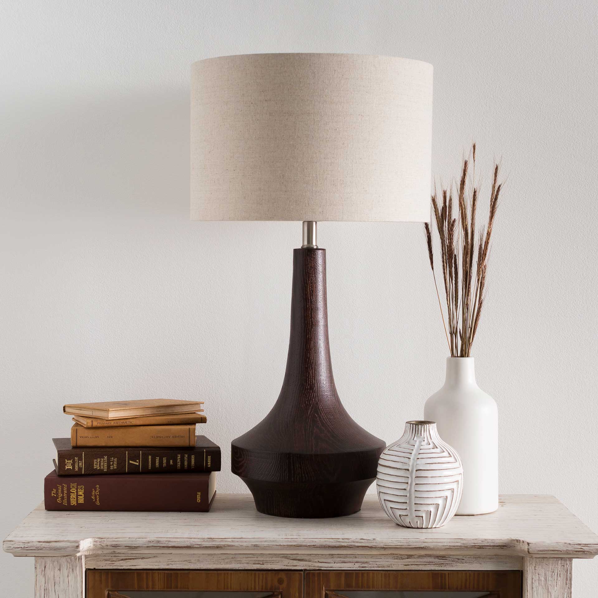 Callum Table Lamp Ivory/Dark Brown/Beige - Image 3