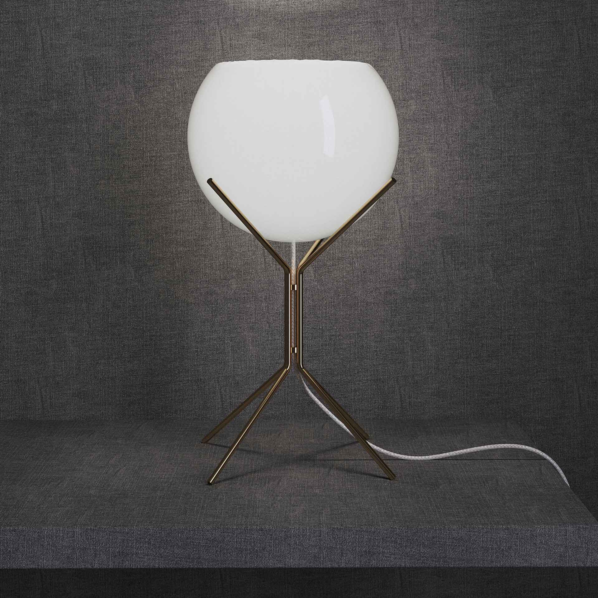 Cambridge Table Lamp White Glass/Brass - Image 2