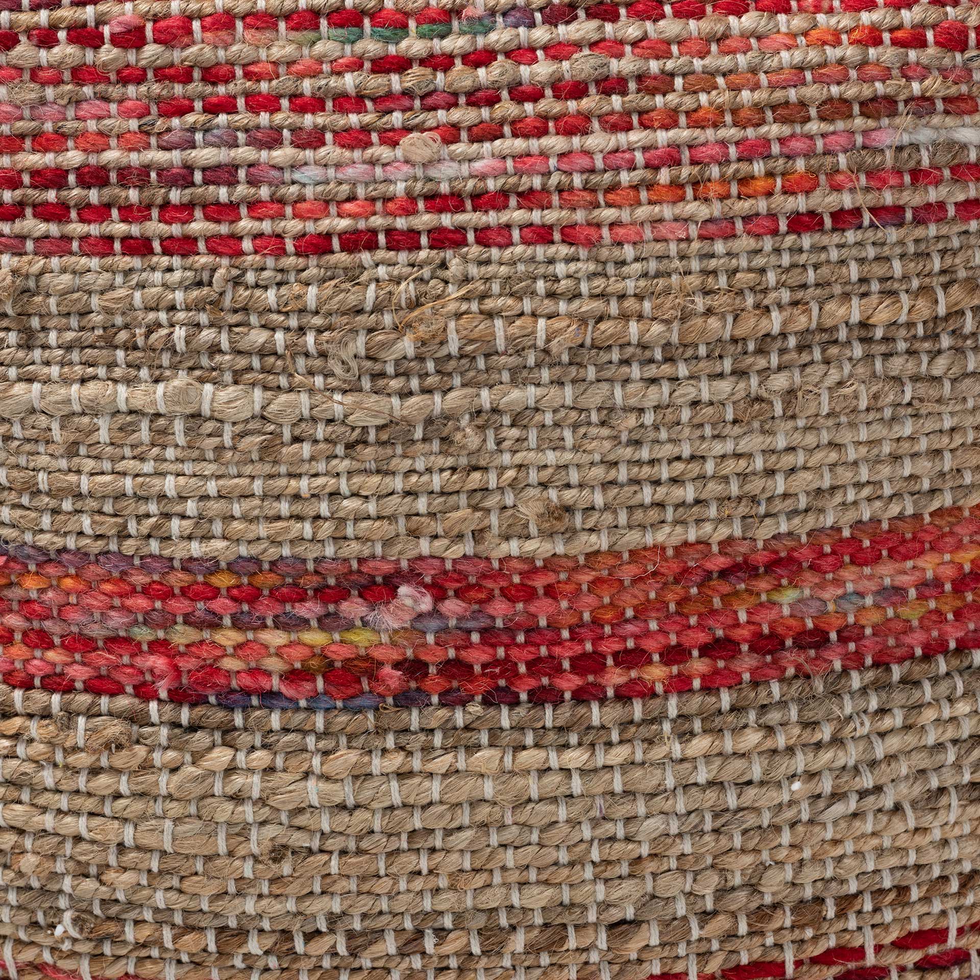 Camila Handwoven Hemp Pouf Multi/Natural - Image 3