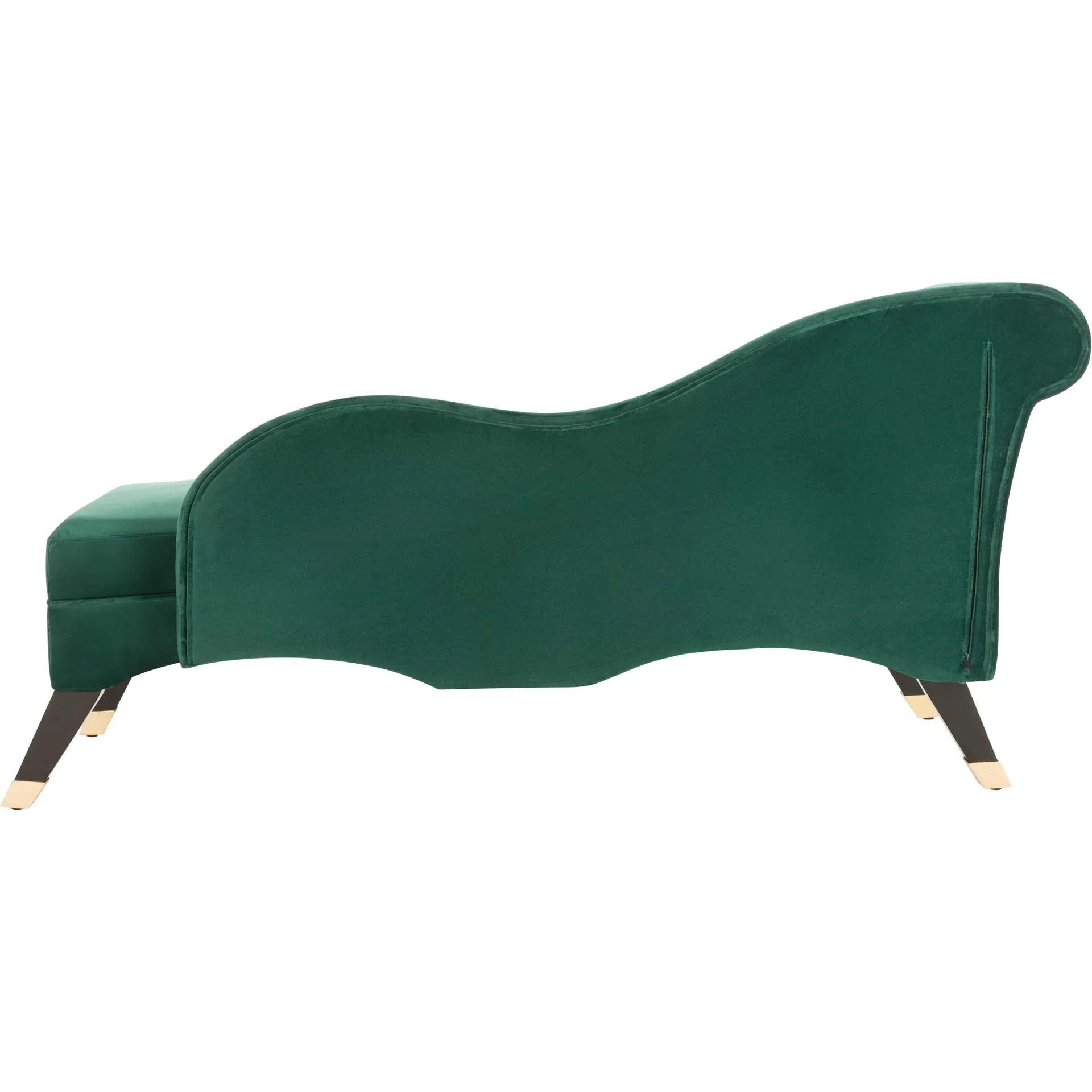 Camp Velvet Chaise With Pillow Emerald/Espresso - Image 3