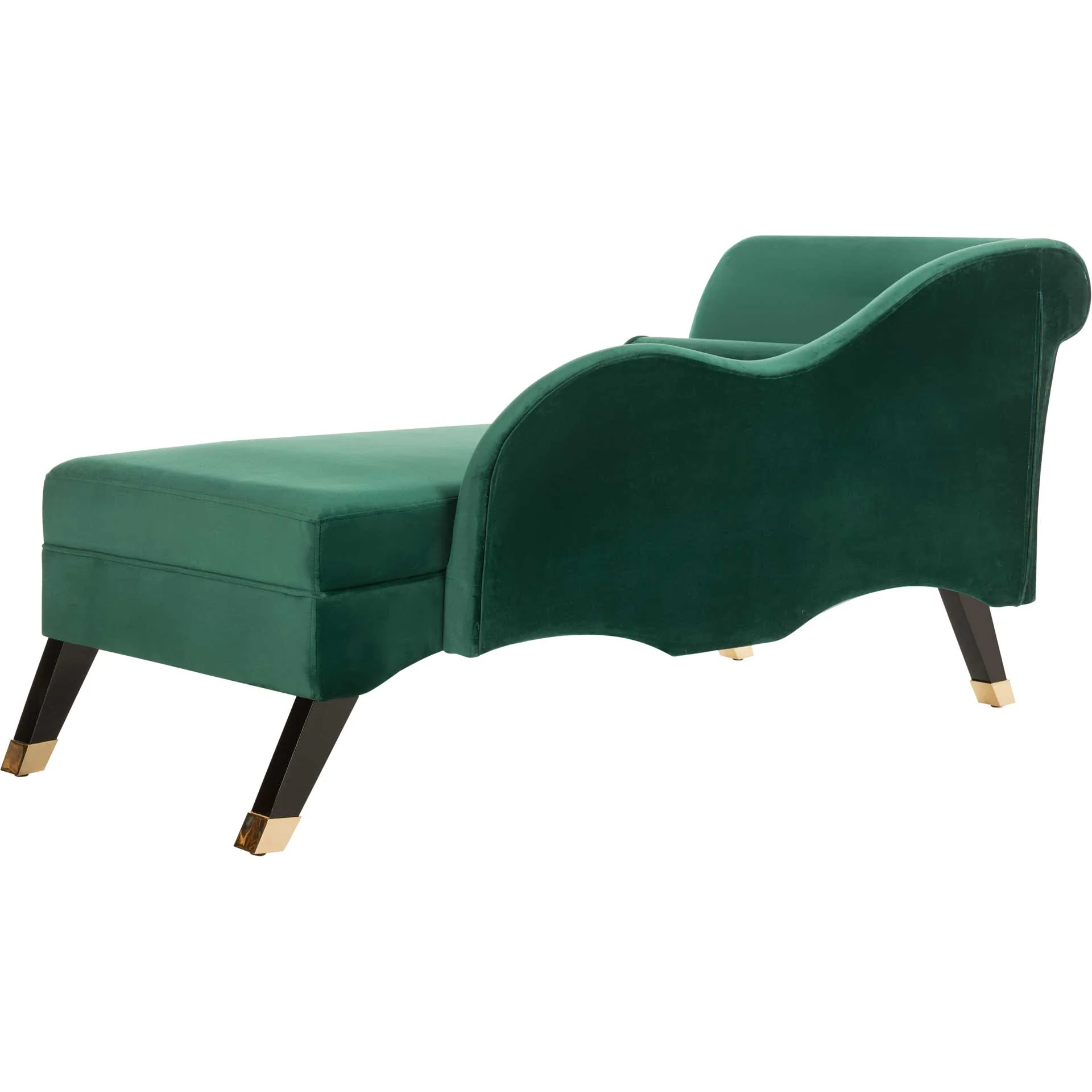 Camp Velvet Chaise With Pillow Emerald/Espresso - Image 4