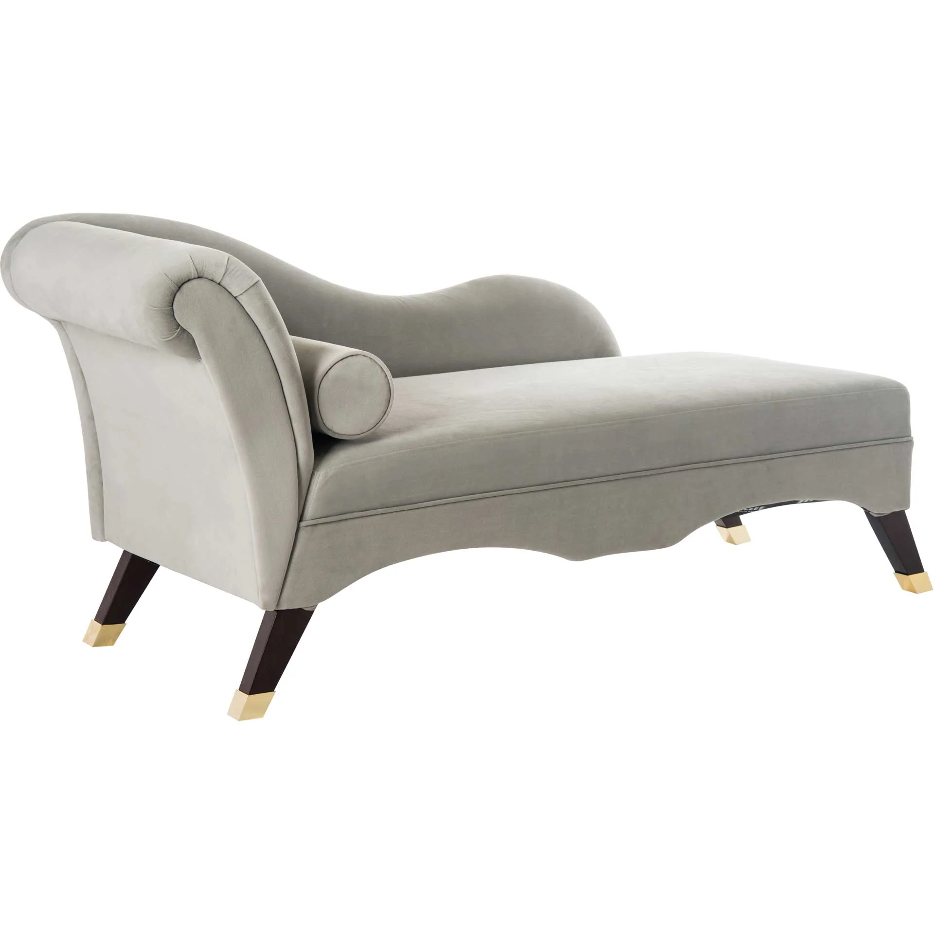 Camp Velvet Chaise With Pillow Gray/Espresso - Image 2