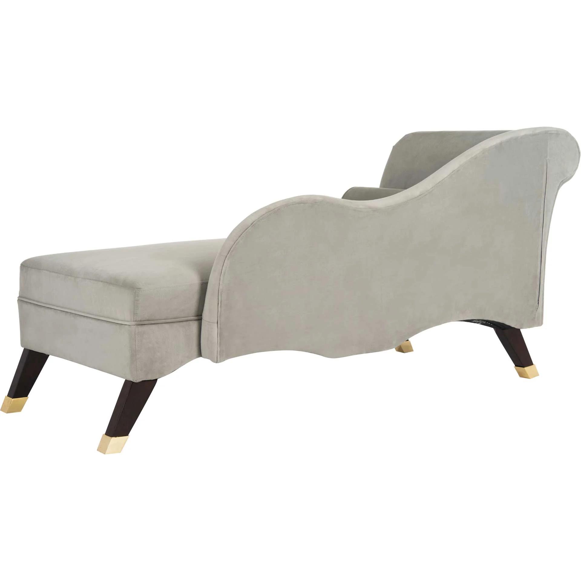 Camp Velvet Chaise With Pillow Gray/Espresso - Image 4