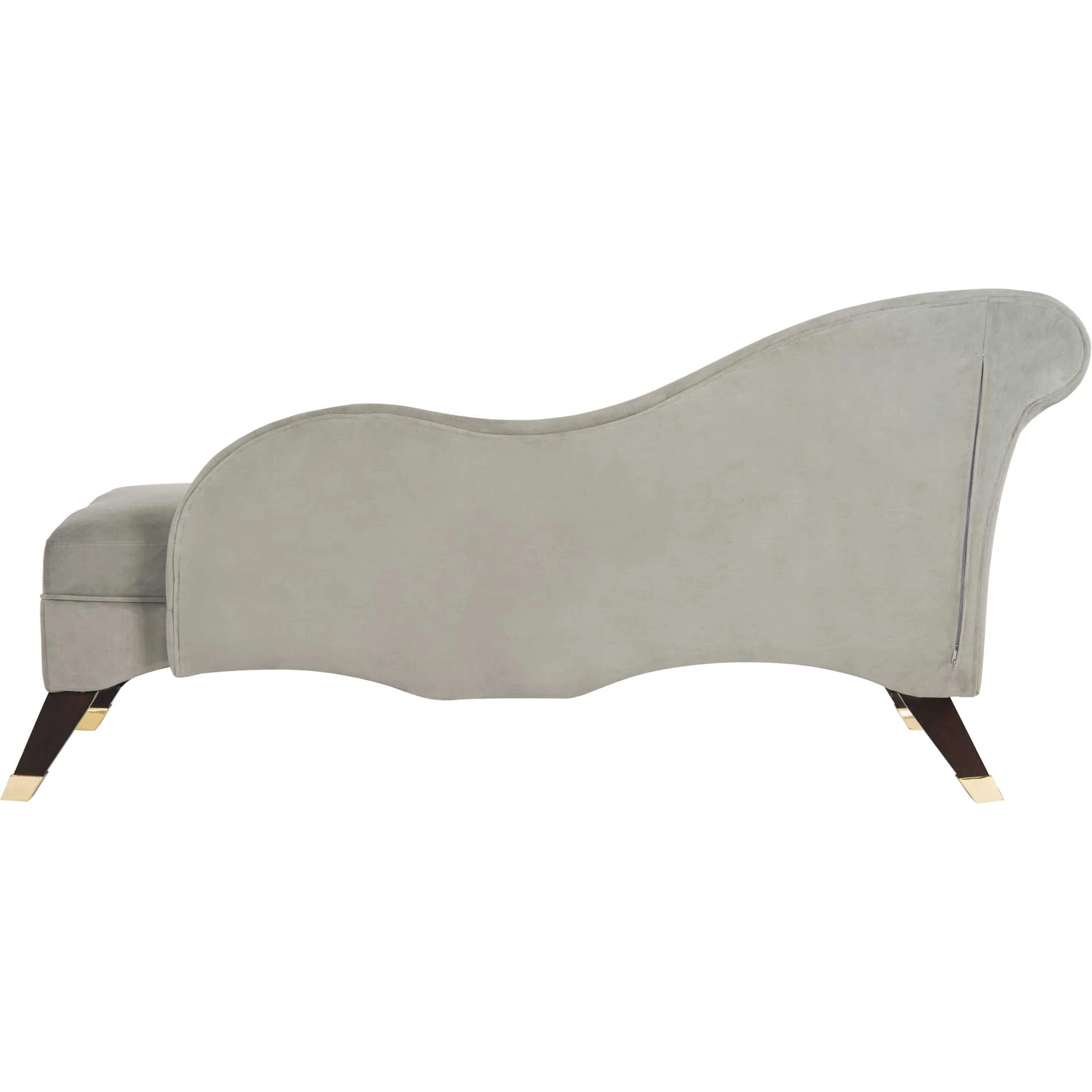 Camp Velvet Chaise With Pillow Gray/Espresso - Image 5