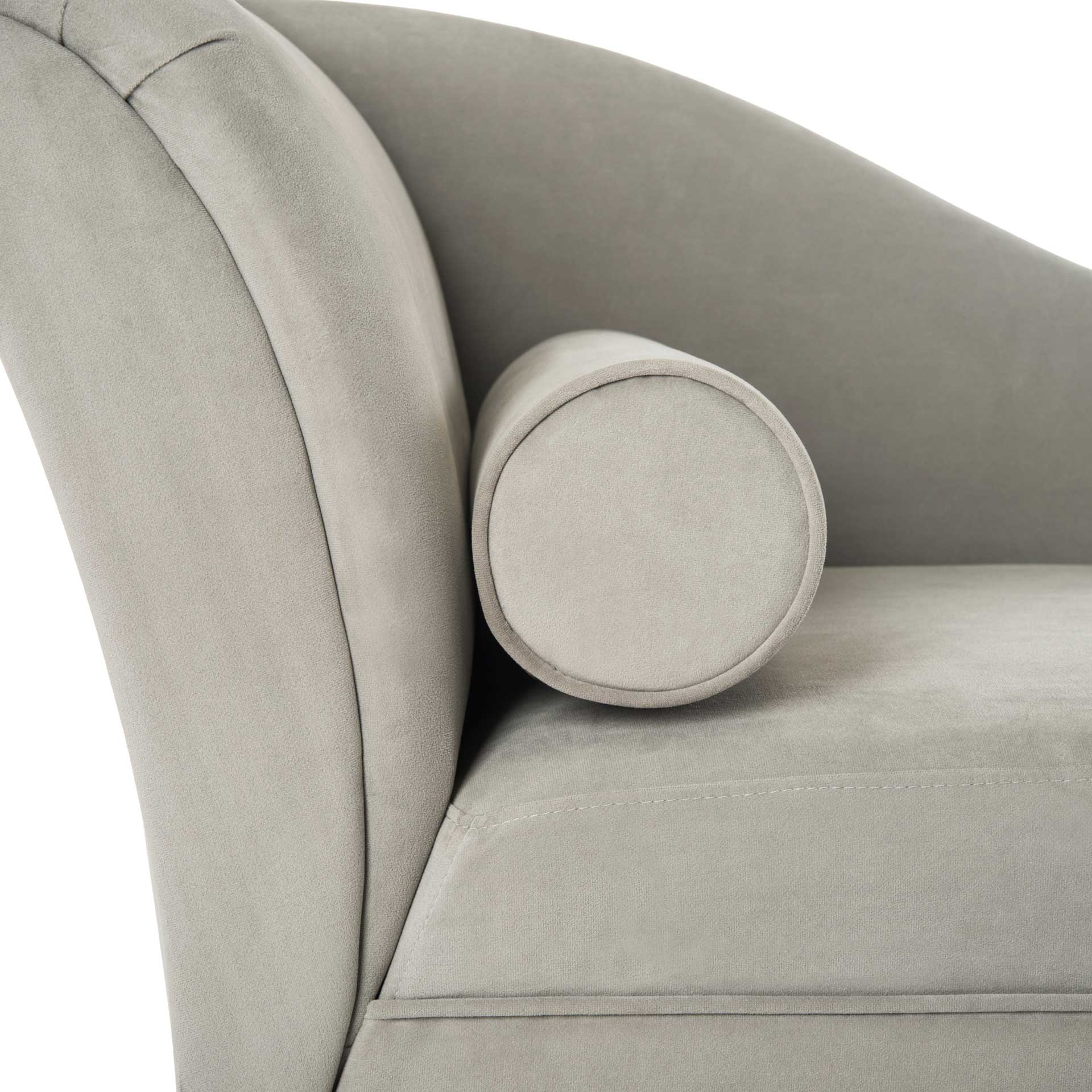 Camp Velvet Chaise With Pillow Gray/Espresso - Image 6