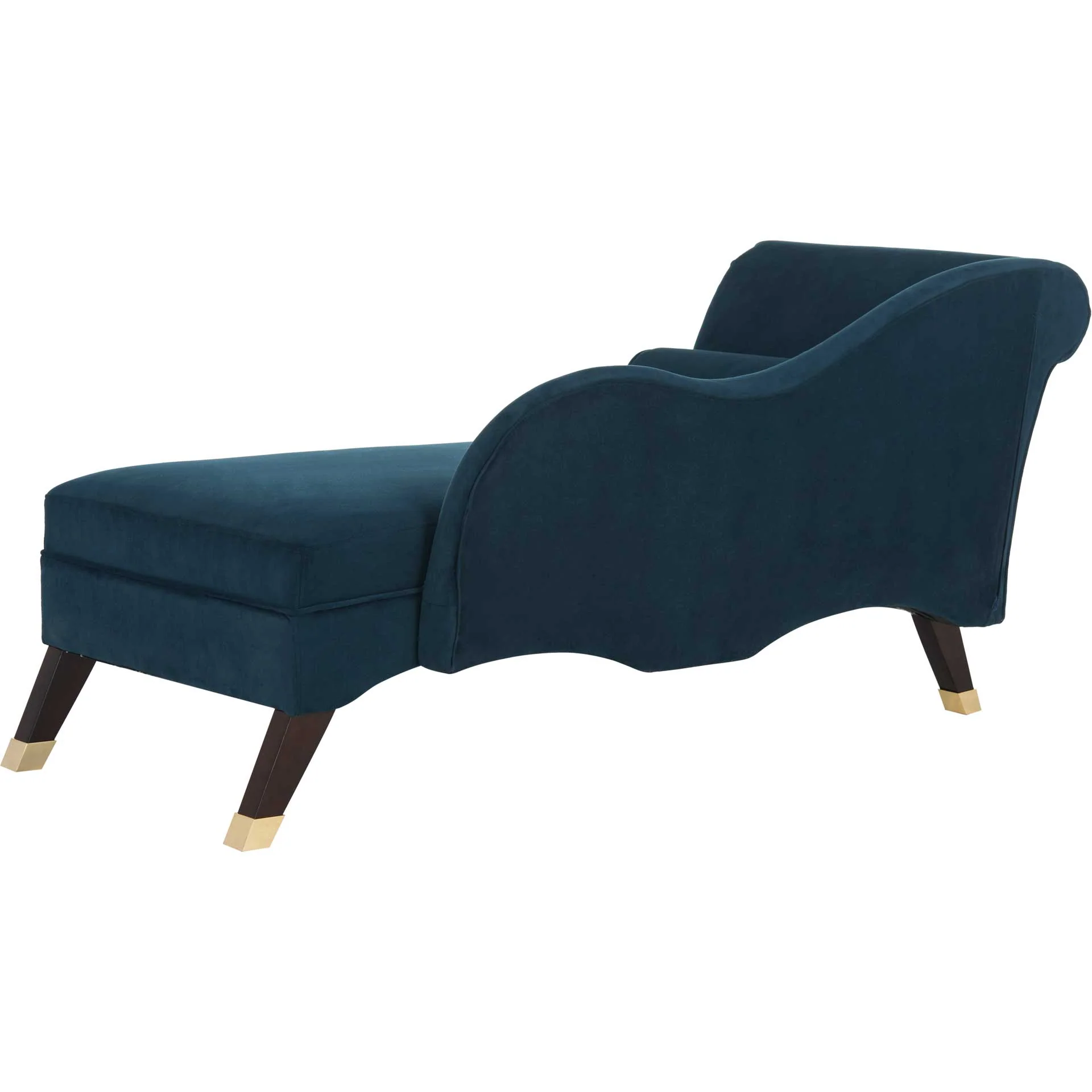 Camp Velvet Chaise With Pillow Navy/Espresso - Image 4