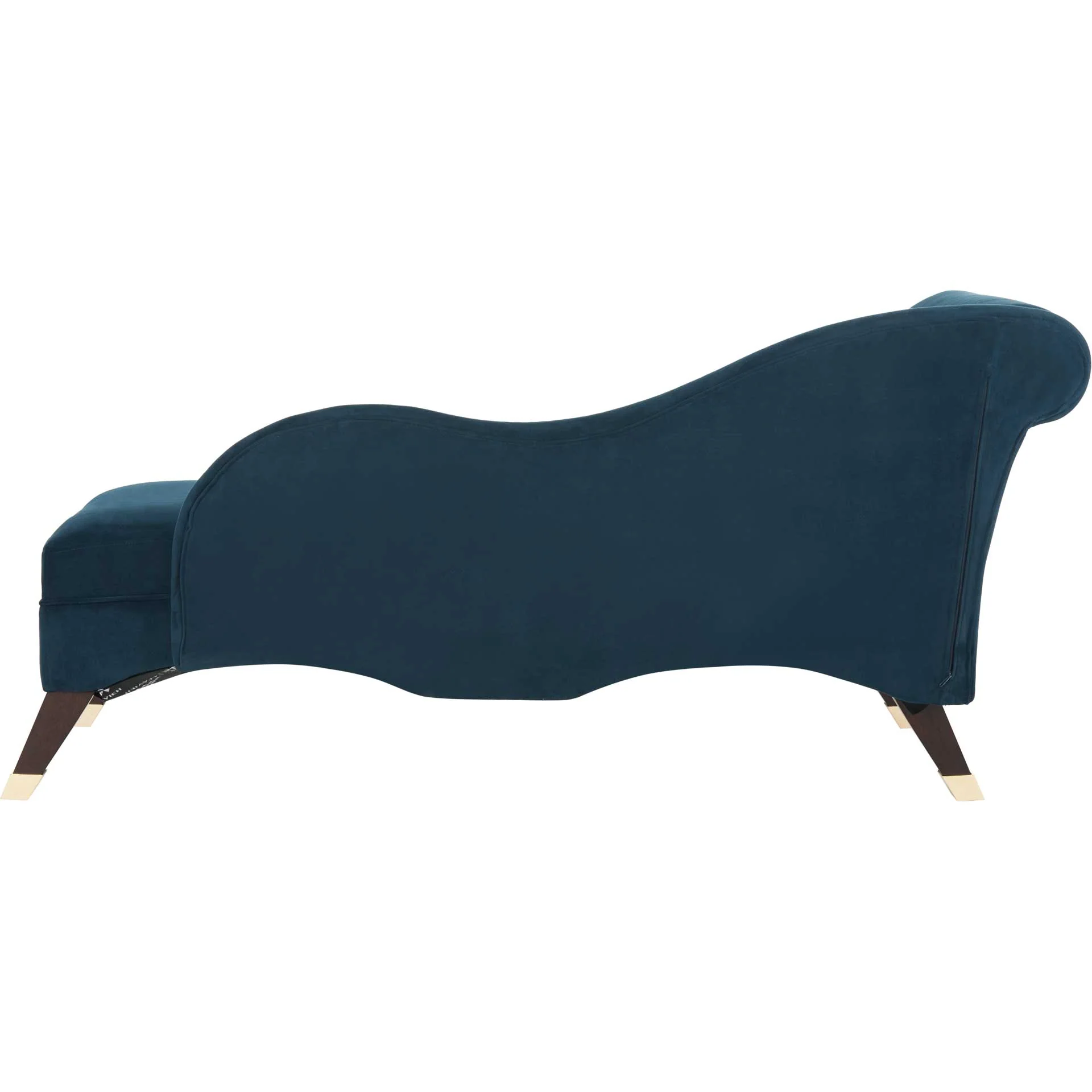 Camp Velvet Chaise With Pillow Navy/Espresso - Image 5