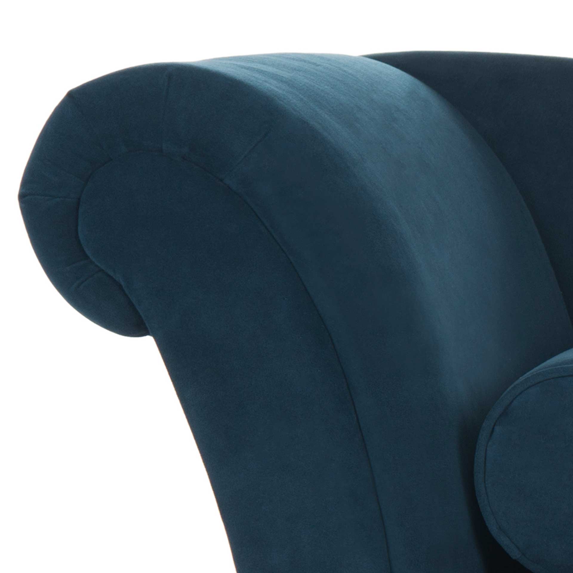 Camp Velvet Chaise With Pillow Navy/Espresso - Image 6