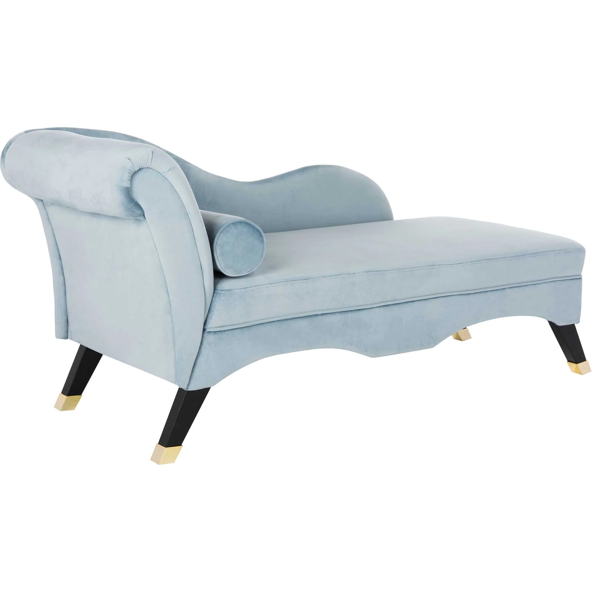 Camp Velvet Chaise With Pillow Slate Blue/Espresso - Image 2