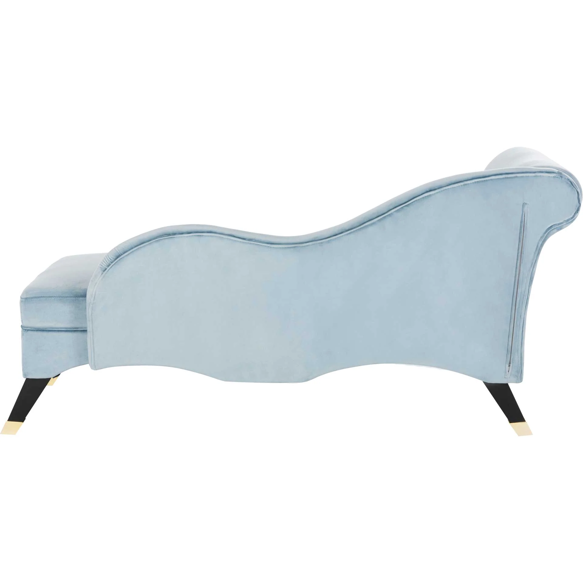Camp Velvet Chaise With Pillow Slate Blue/Espresso - Image 4