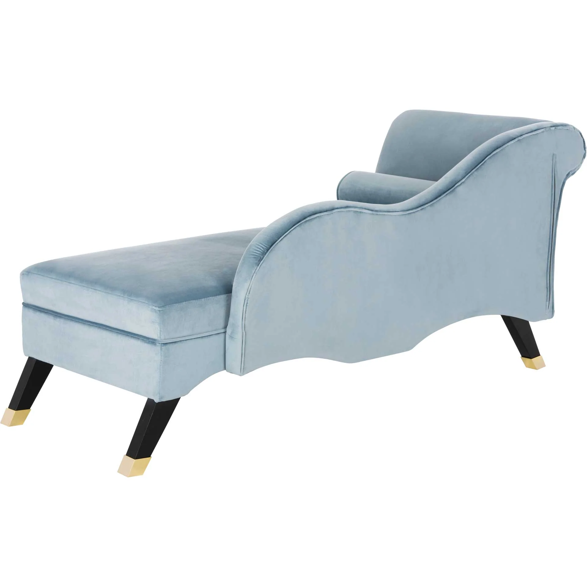 Camp Velvet Chaise With Pillow Slate Blue/Espresso - Image 5