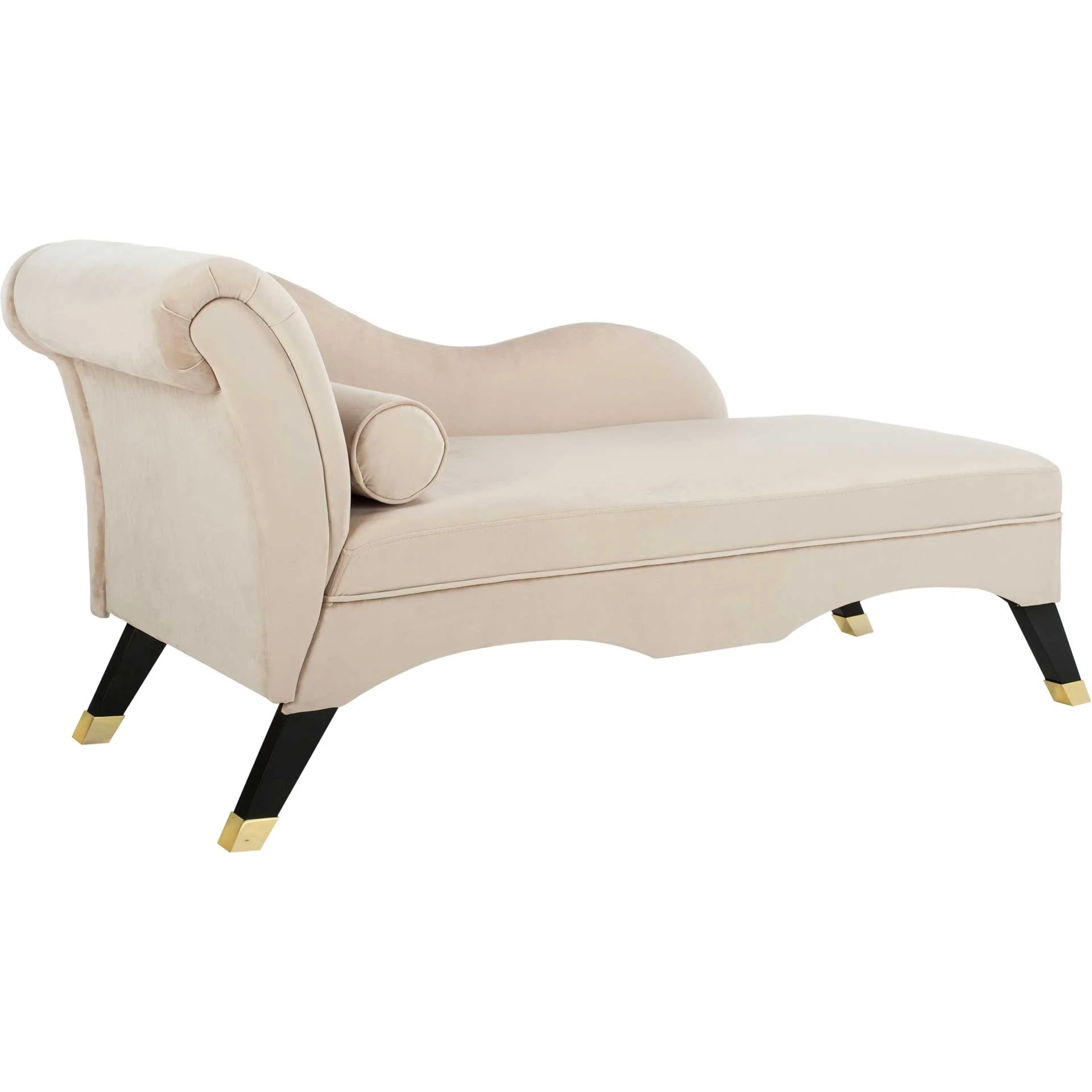 Camp Velvet Chaise With Pillow Tan/Espresso - Image 2