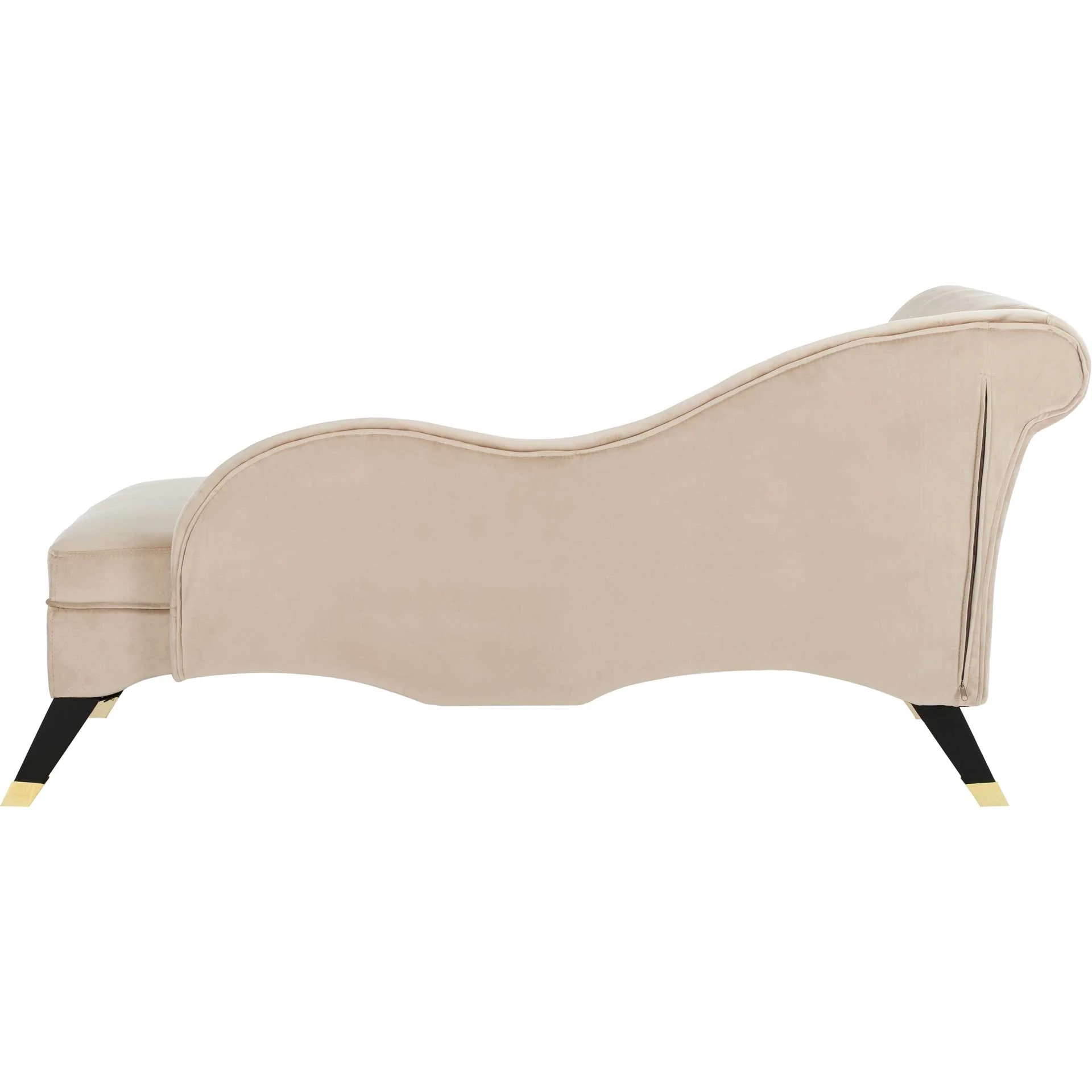 Camp Velvet Chaise With Pillow Tan/Espresso - Image 4