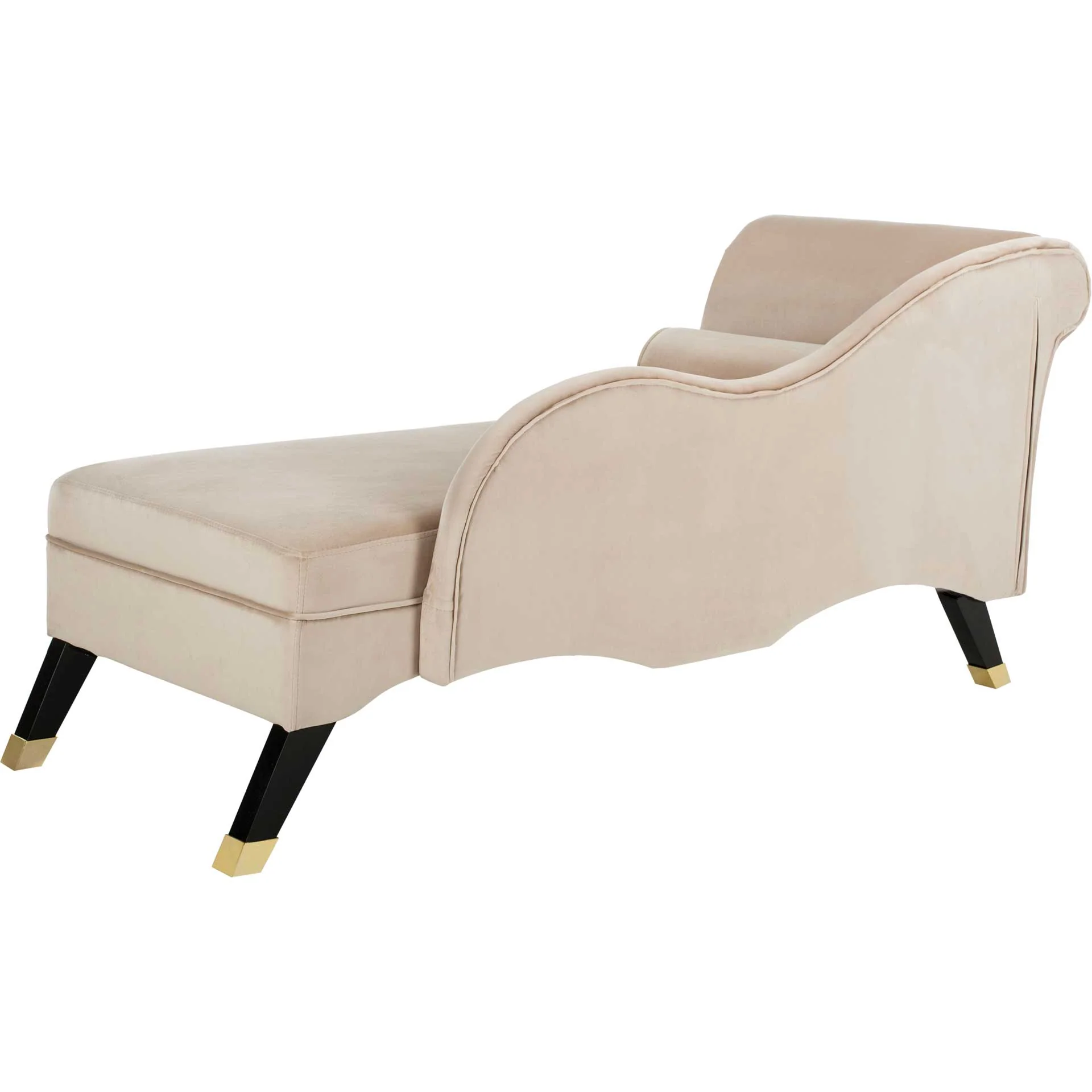 Camp Velvet Chaise With Pillow Tan/Espresso - Image 5