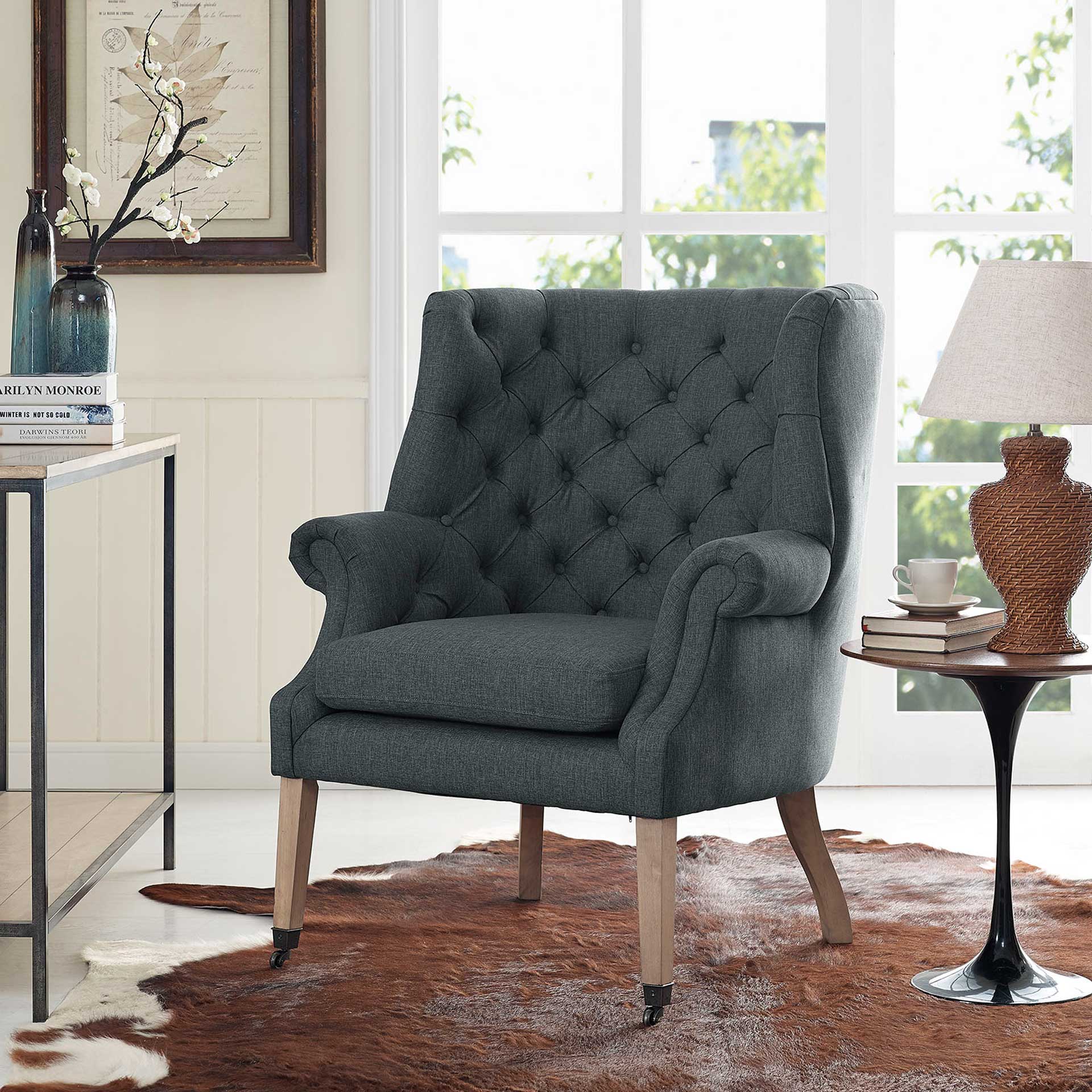 Camron Upholstered Fabric Lounge Chair Gray - Image 4