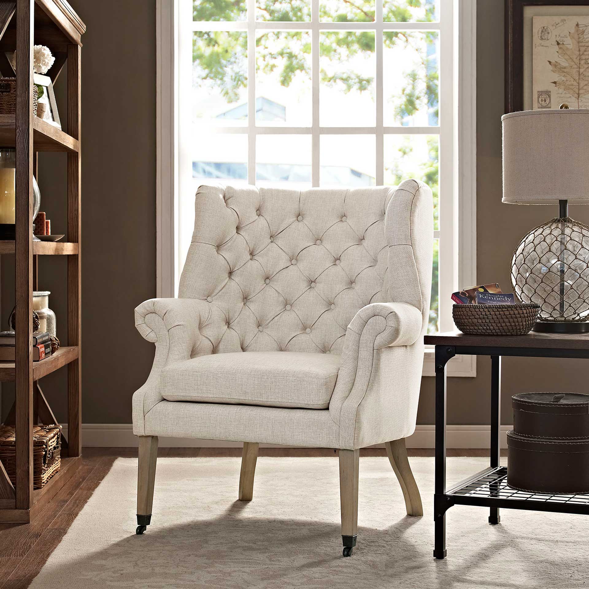 Camron Upholstered Fabric Lounge Chair Sand - Image 4