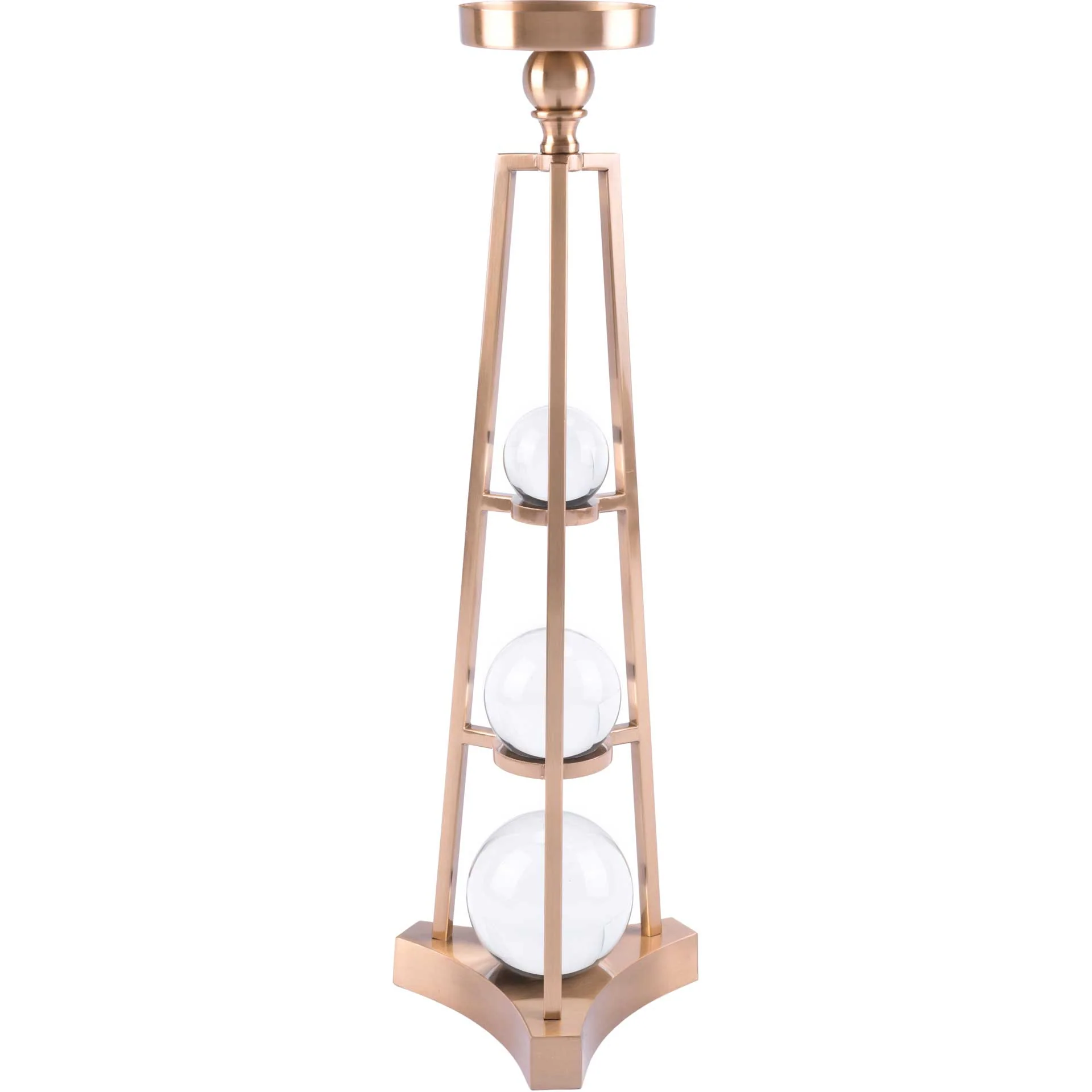 Candle Holder With Orbs Antique Brass - Image 2